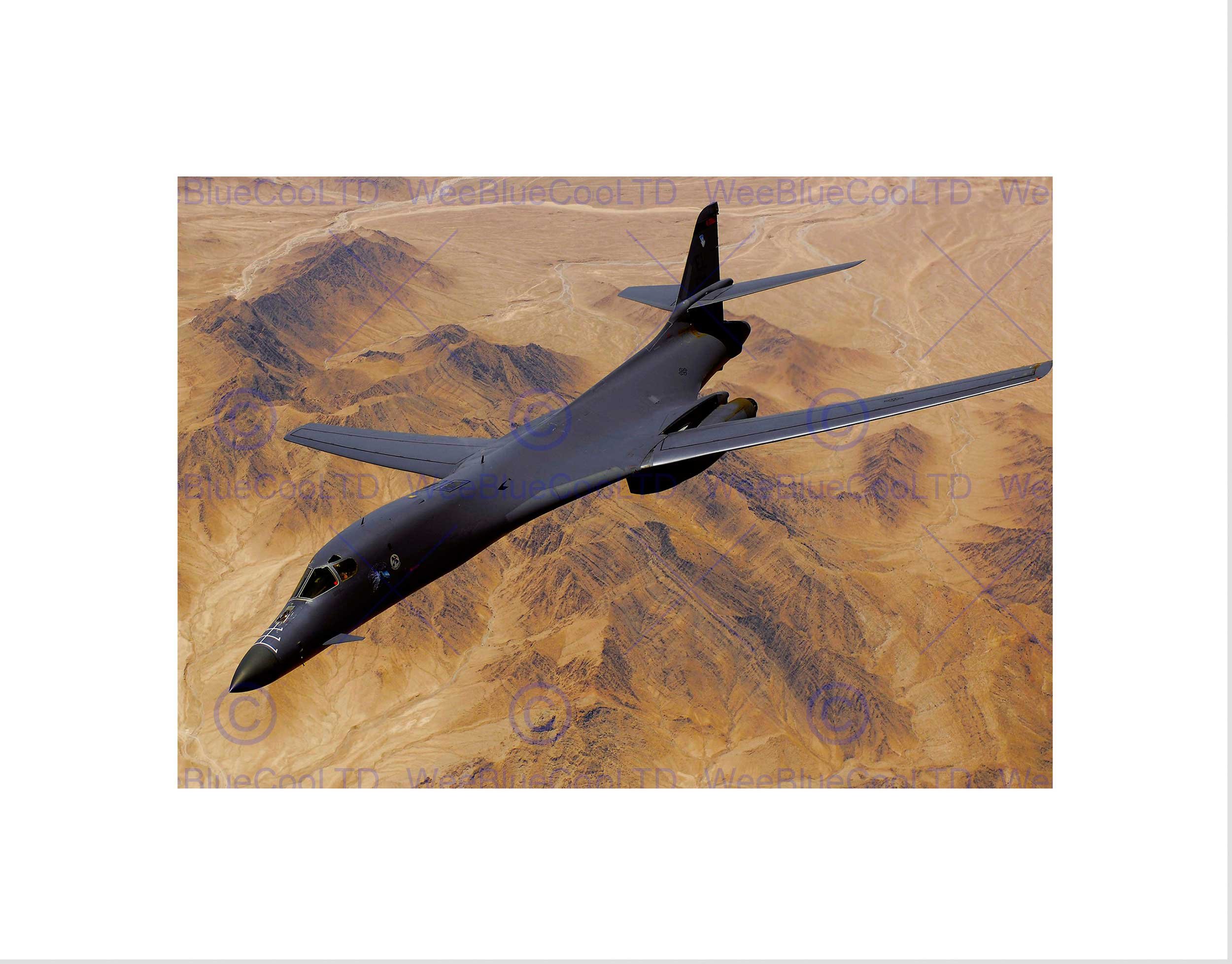 Wee Blue Coo MILITARY AIR PLANE FIGHTER BOMBER B-1B FORCE DESERT FRAMED ART PRINT B12X7810