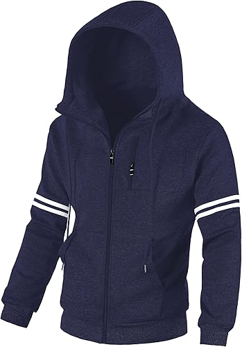 Chrisuno Sudadera con capucha de forro polar suave para hombre, sudadera con capucha y cremallera