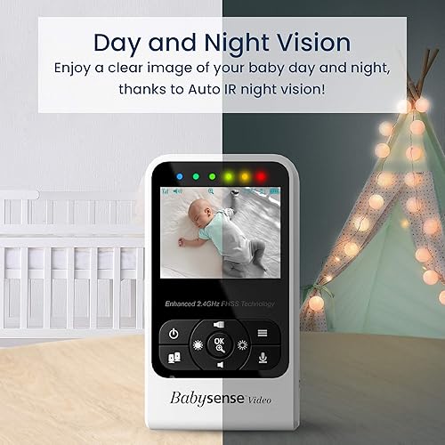 Miniatura 3 de Babysense - Monitor de video para bebé con cámara digital, monitor sin interferencias con visión nocturna por infrarrojos, comunicación de dos vías,
