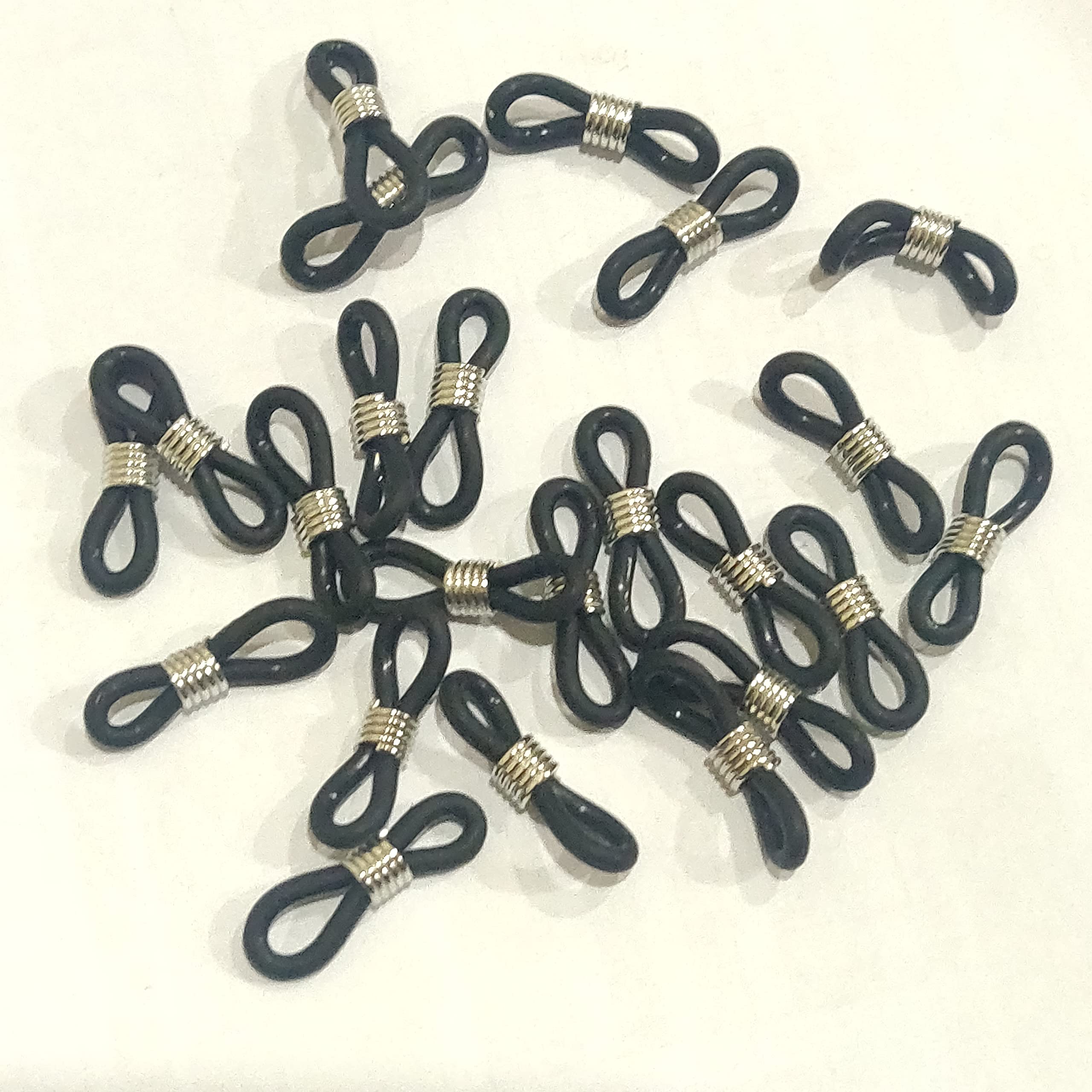 Excellentcrafts Eyeglass Holder Ends, Rubber Metal Ends, Rubber Connectors Ends for Eyeglass Chain/Holder DIY Connector Strap Eyelets Rope - Pack of 20Pcs (Black)-image-44