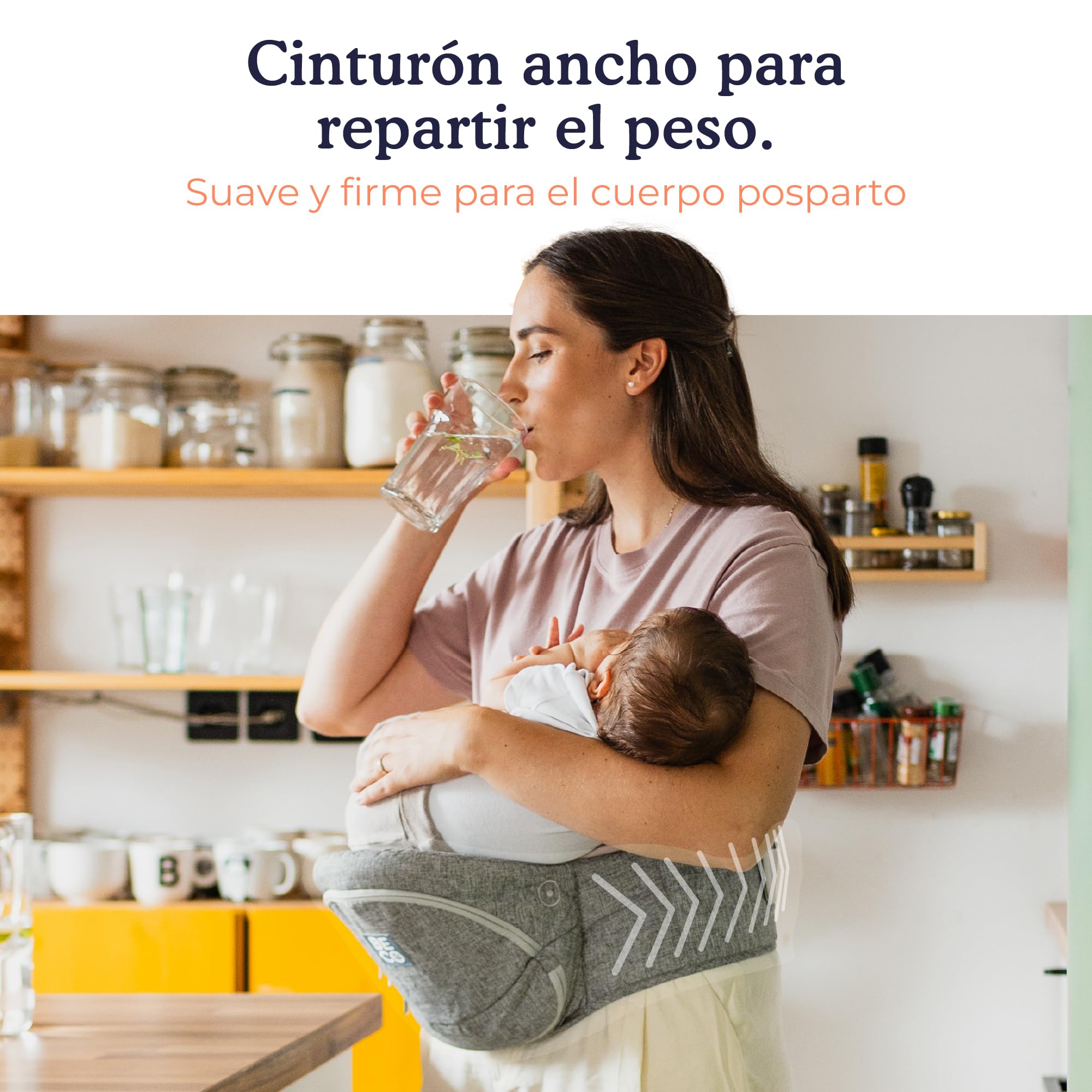 Beco Portabebés Asiento de Cadera Plegable, 4 en 1, 0-36 Meses, Gris | Se pliega plano en la bolsa de pañales, Asiento que alivia brazos y espalda, se adapta fácilmente de 0 a 36 meses.