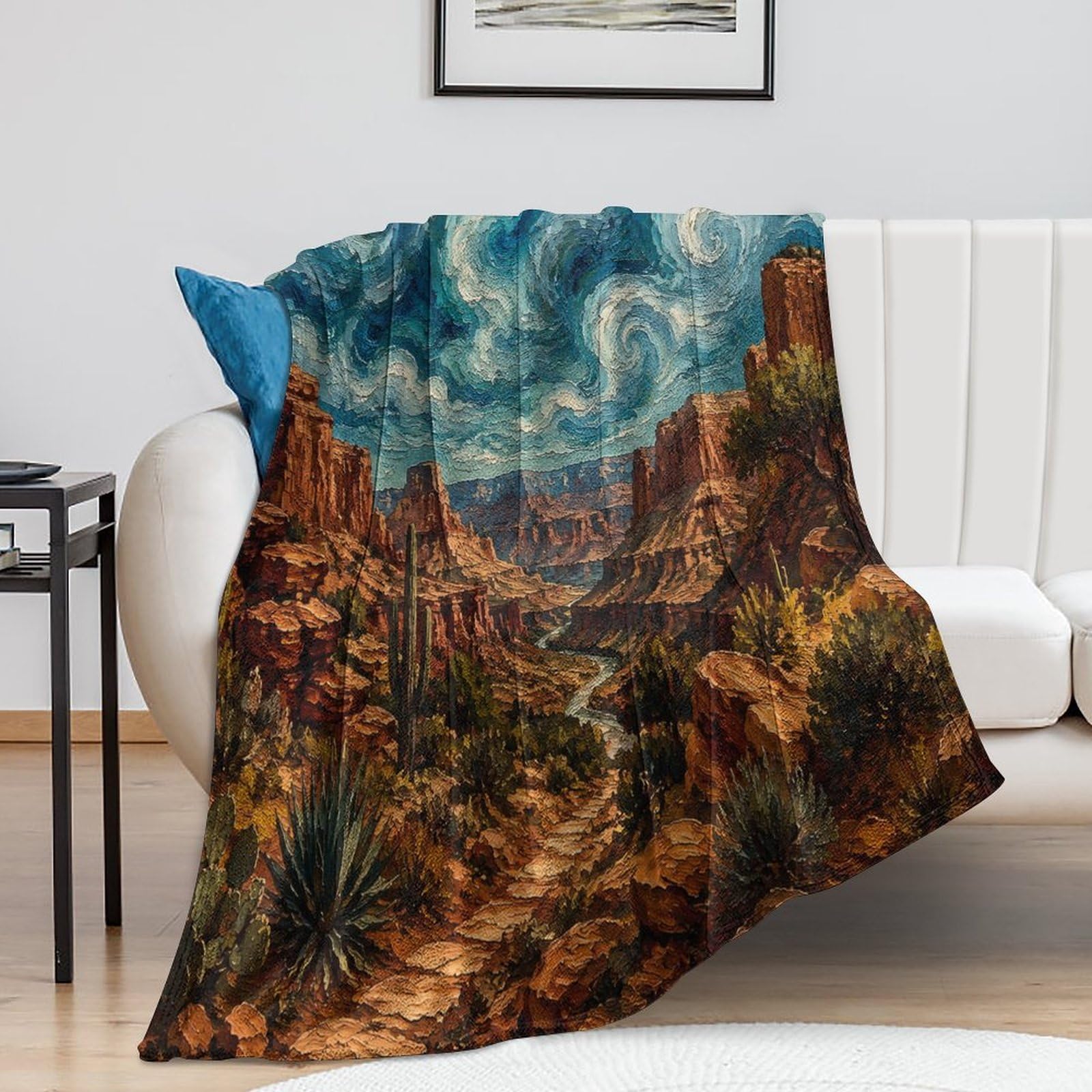 Dramatic Canyon Landscape Painting Kuscheldecke für Zuhause