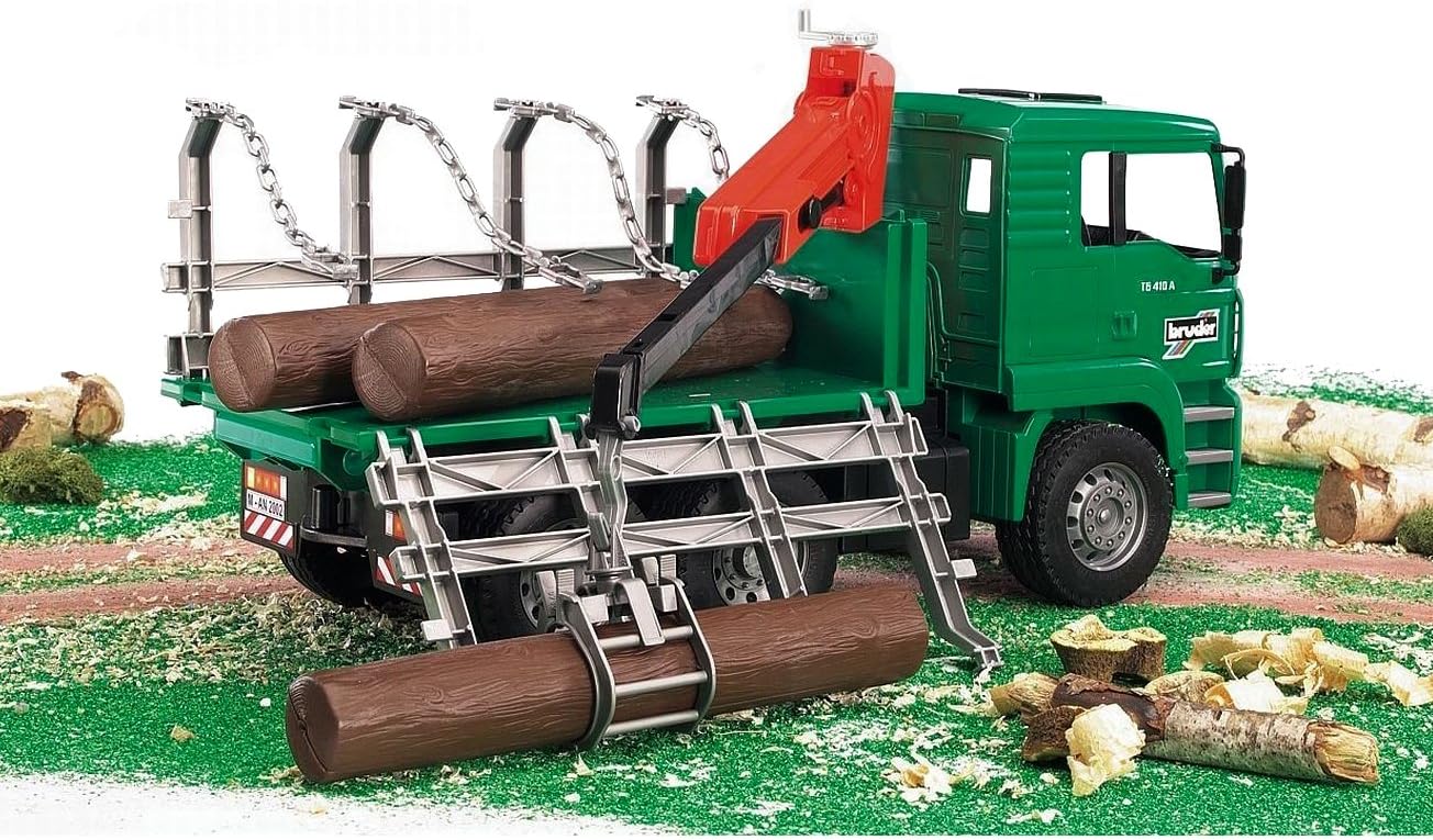 Bruder 02769 Man Timber Truck with Loading Crane and 3 Trunks