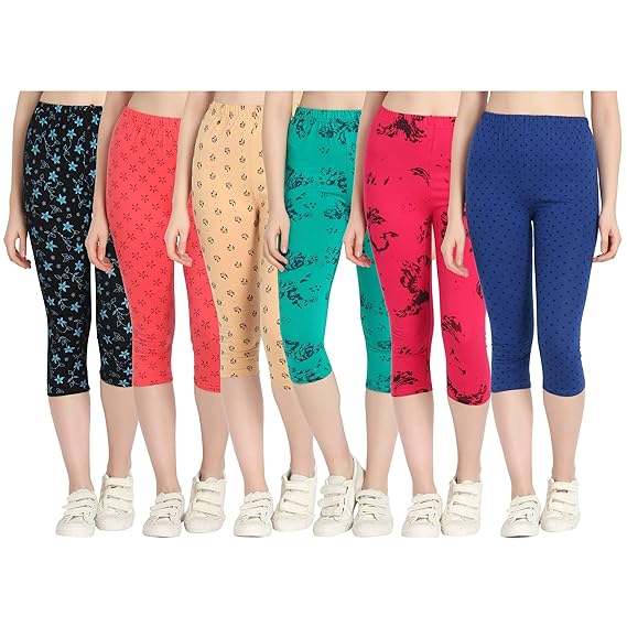 Printed Capri for Womens/Girl Pack of 6
