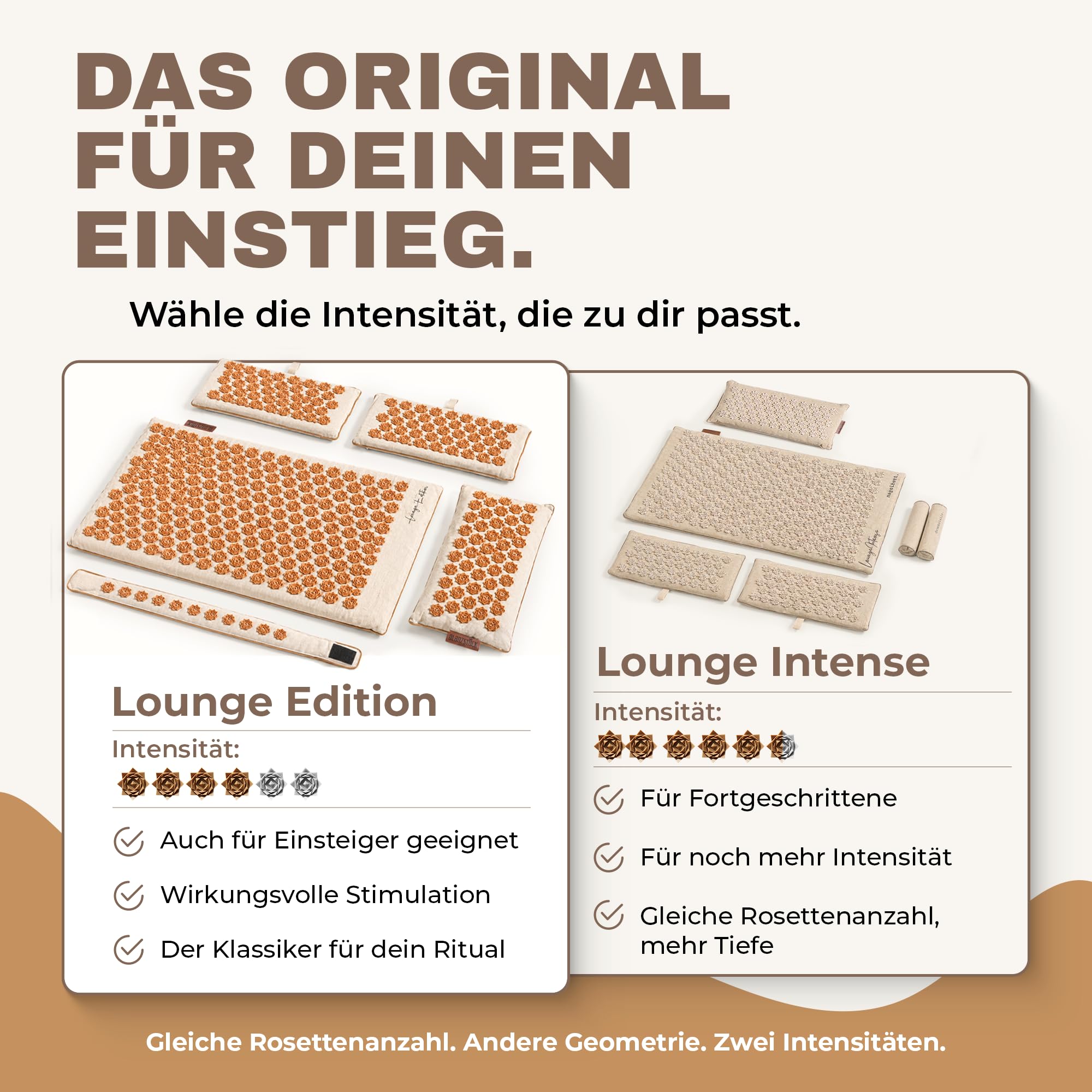 Glanzstück Berlin® Akupressurmatte XXL Lounge Edition – Set mit Hauptmatte 72 × 42 cm, 2 Modulen à 18 × 42 cm, Kissen & Tasche, ca. 9.350 Blütenspitzen für den Ganzkörper
