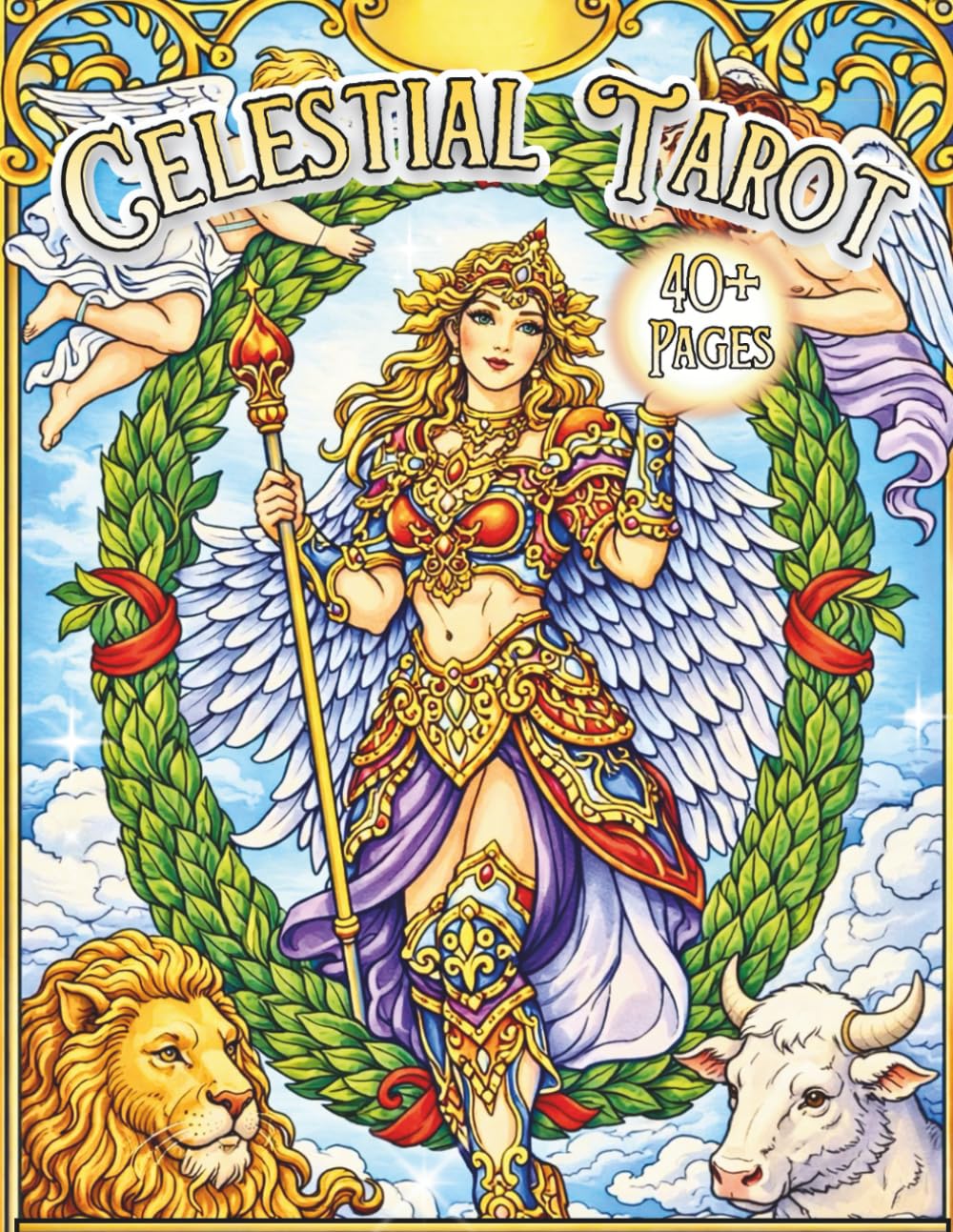 Celestial Tarot: An Adult Coloring Book Inspired by Tarot Archetypes, Angelic Figures, and Celestial Fantasy Line Art (Tarot Art Coloring Series)