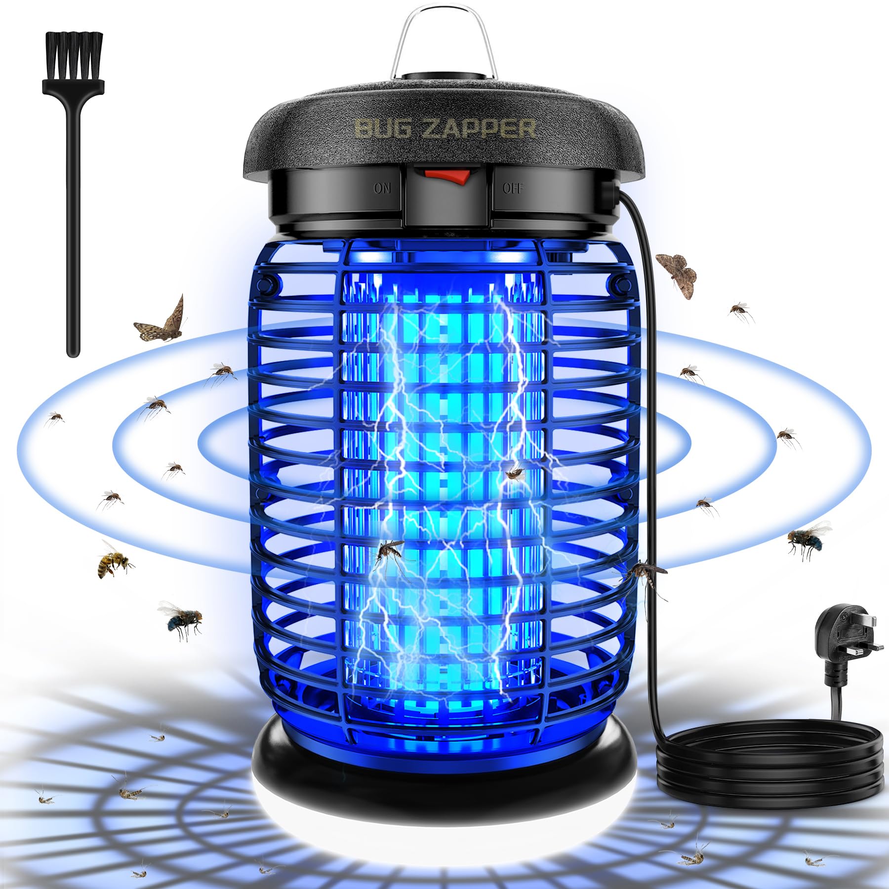 Bug Zapper, 4200V Insect Pest Fly Killer, 15W Electric Mosquito Zapper for Indoor and Outdoor, Waterproof Outdoor & Indoor Mosquito Killer Lamp for Flying Insect Control