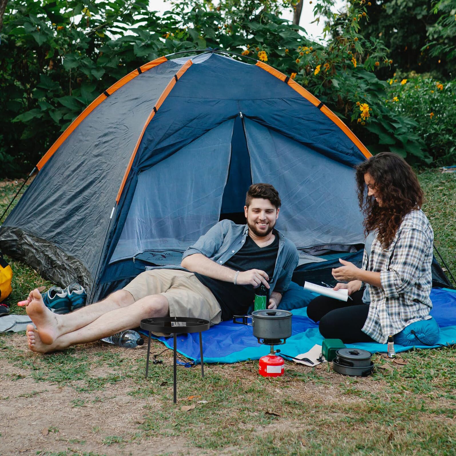 Cabilock Trípode para Fogatas Portátil de Hierro Fundido Negro 25 CM Soporte para Parrilla de Camping y Cocina al Aire Libre Equipo Resistente para Picnics Acampadas y Barbacoas