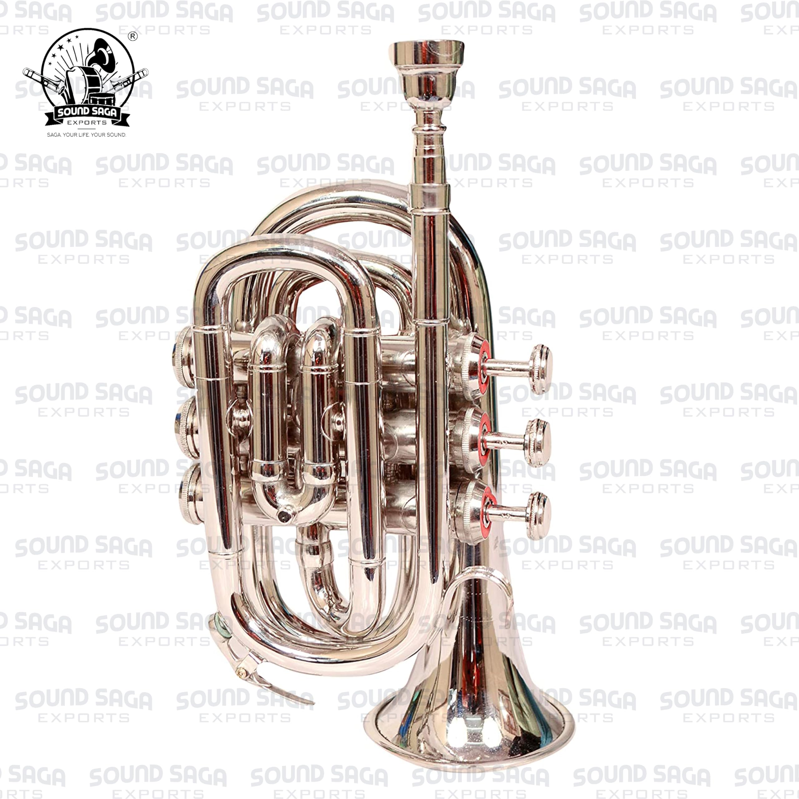Trompette de poche BB Pitch, de qualité supérieure, avec embouchure et étui de transport (nickel)
