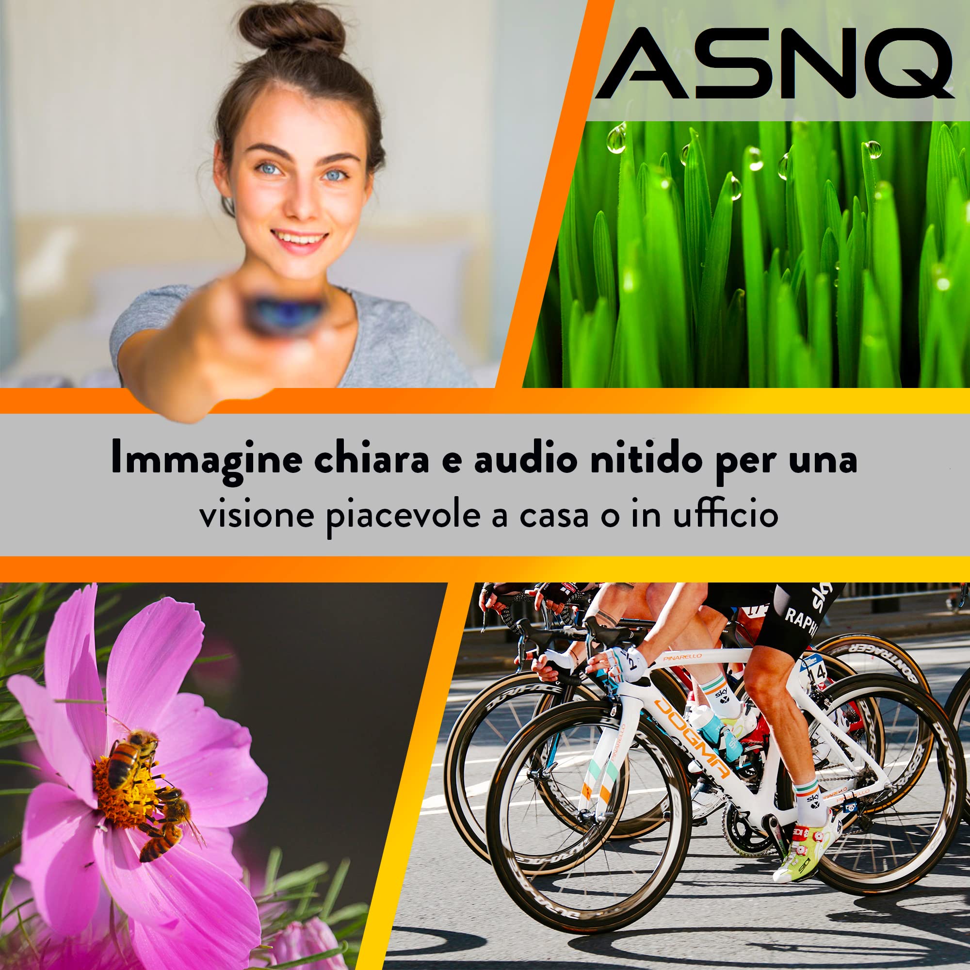 ASNQ Cavo Antenna TV 1 metri RG6 75 OHM - Cavo Coassiale premium ad Alta Velocità, per connessioni Internet, TV Digitale, Satellite, Antenna - Con 4 Connettori per prolunghe Cavi