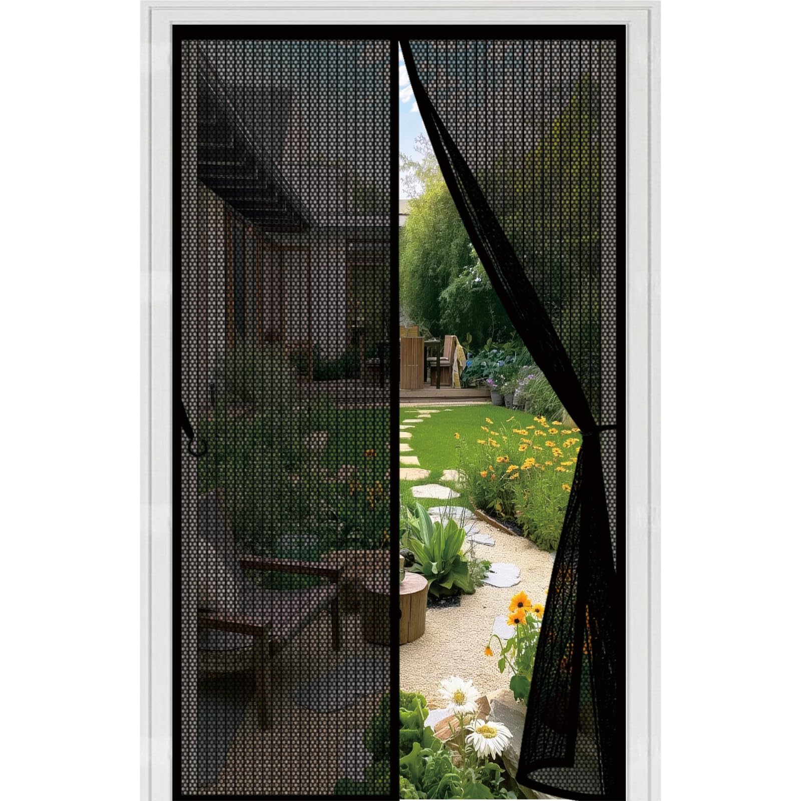 Anti mouche rideau aimanté 72x244 cm noir pour couloirs et portes