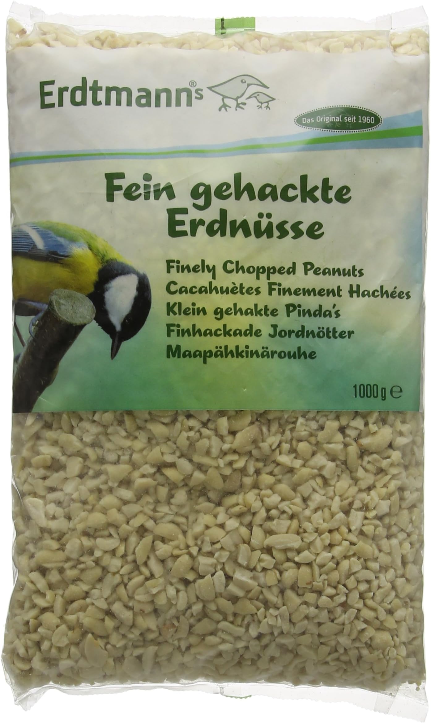 Erdtmann Peanut Nib Granules for Wild Birds - Pack of 1kg Kibbled Peanuts for Wild Birds - High-Energy Garden Treat Nuts for Birds - Ideal for Year-Round Feeding and Easy Food Intake