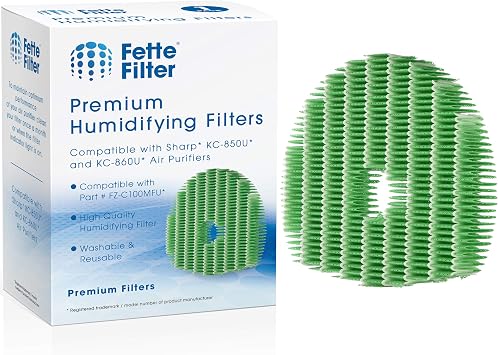 Fette Filter - Replacement Humidifier Filter Compatible with Sharp KC-850U, KC-860U, KC-C70U, KC-C100U, KC-C150U Air Cleaner/Humidifier - Part # FZ-C100MFU FZ-C100MF - Pack of 1