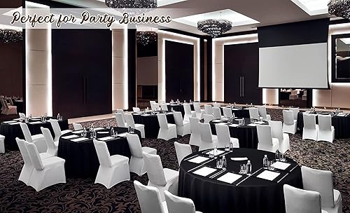 Miniatura 5 de Paquete de 10 manteles de mesa redondos negros, mantel redondo de 108 pulgadas, mantel redondo lavable de tela de poliéster, manteles de lino a