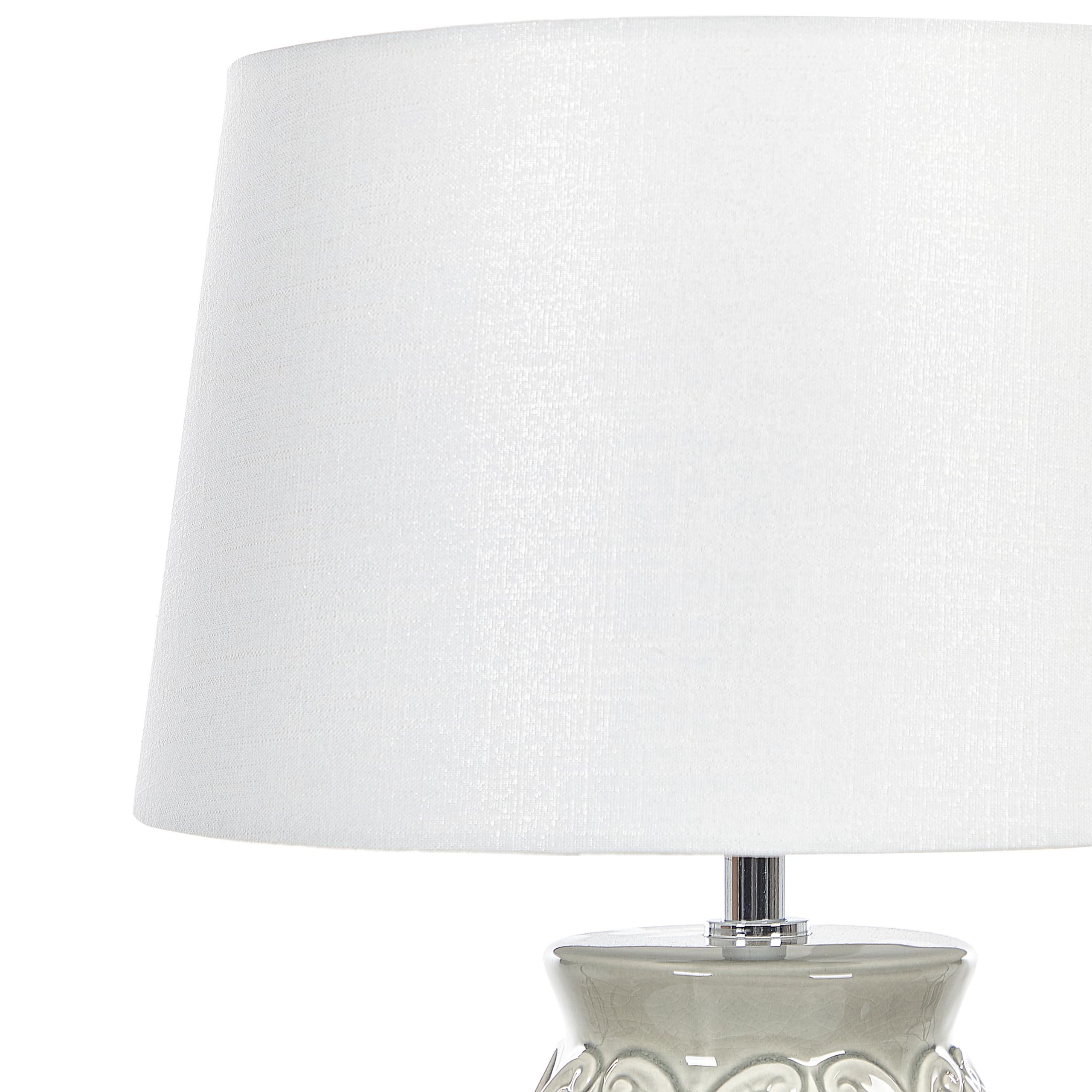 Beliani Lámpara de mesa de cerámica gris pantalla blanco 48 cm patrón geométrico ornamental sala de estar dormitorio Khoper