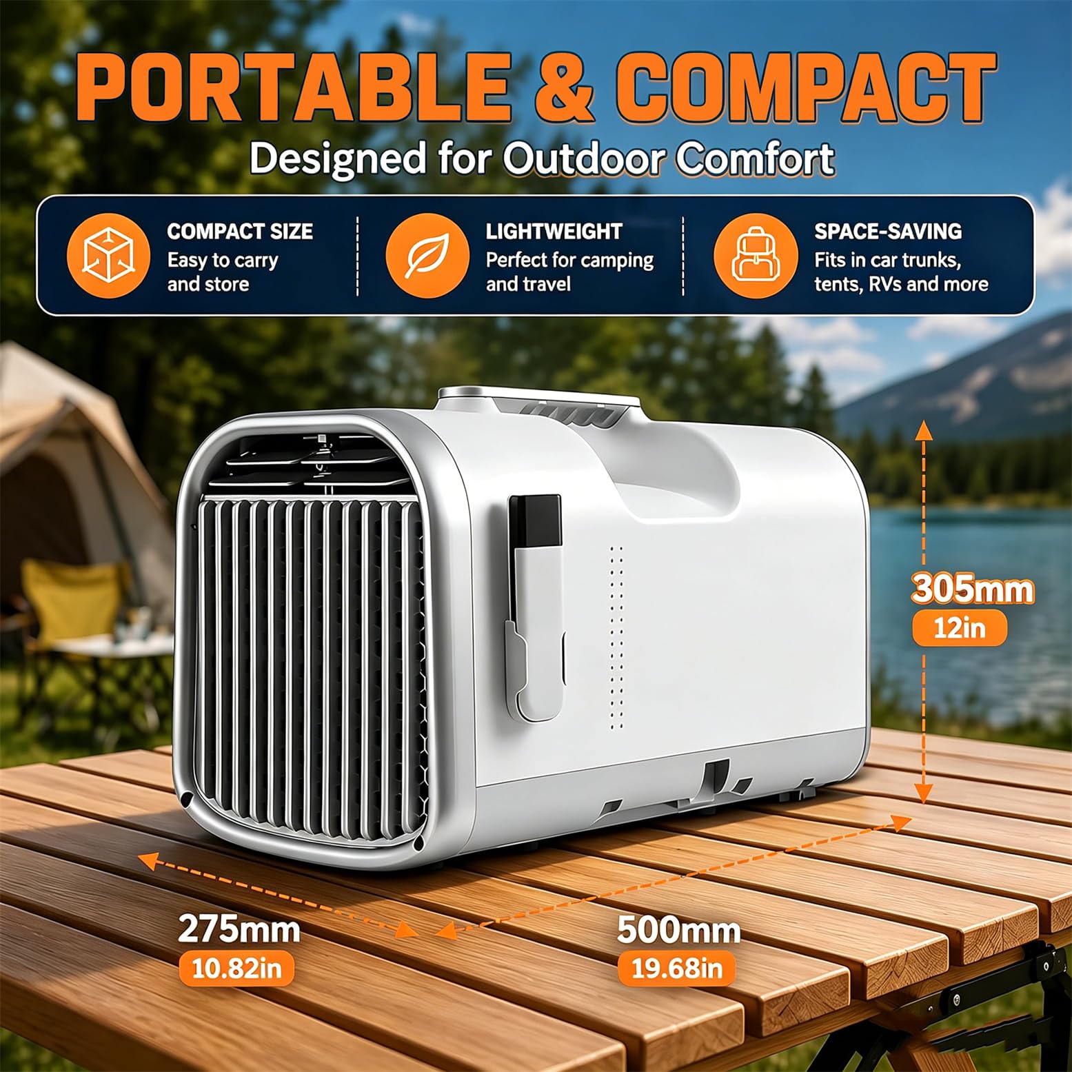 Condizionatore D'aria per Tenda - Ac Portatile per Campeggio Con Raffreddamento 5100Btu,3 Velocità Del Vento per Campeggio,Camper,Tende E Piccole Stanze,Auto-Evaporazione a Basso Consumo Energetico