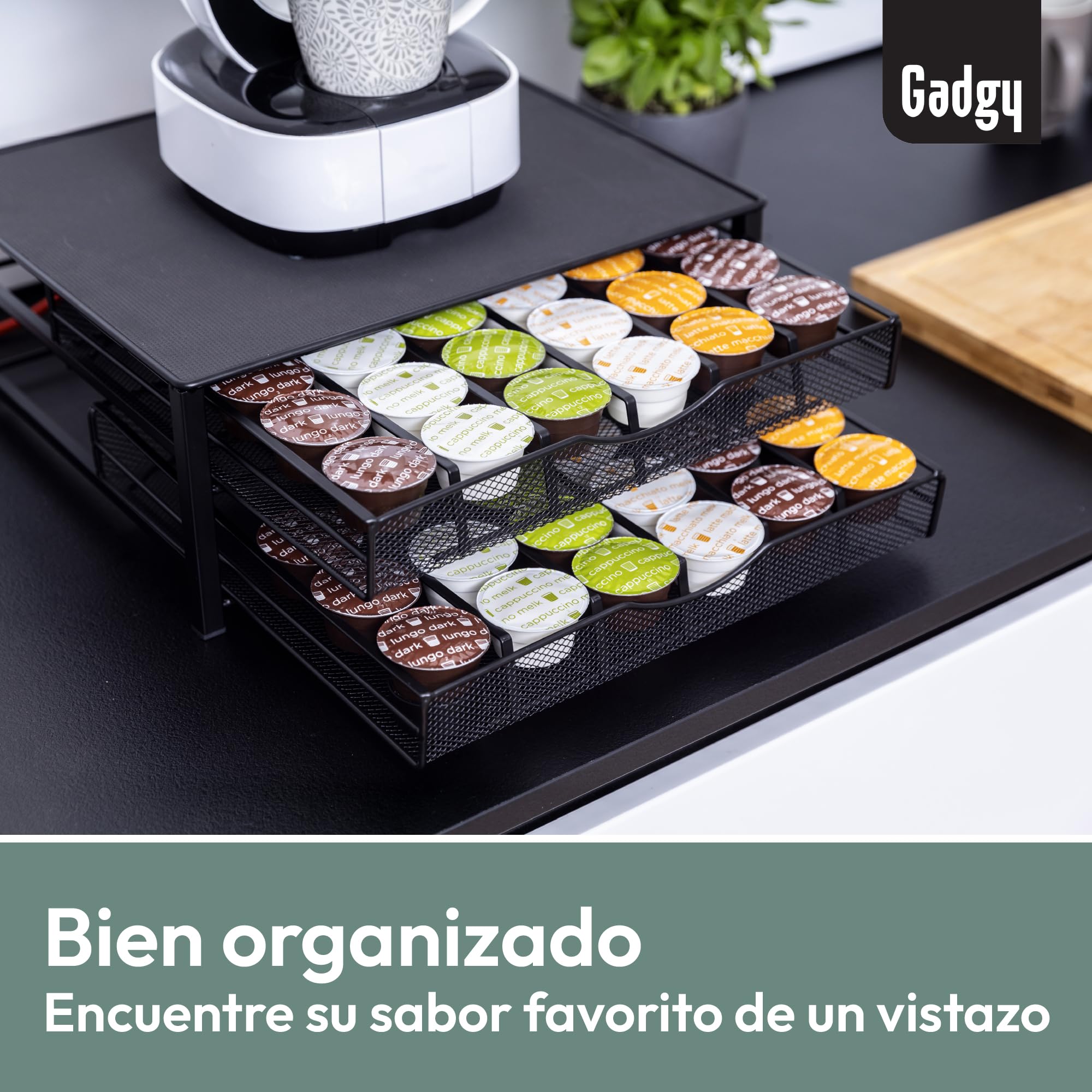 Gadgy Porta Cápsulas Dolce Gusto – Organizador para 72 Cápsulas, Metal Negro, Antideslizante y Resistente a Golpes, Portacápsulas para Café
