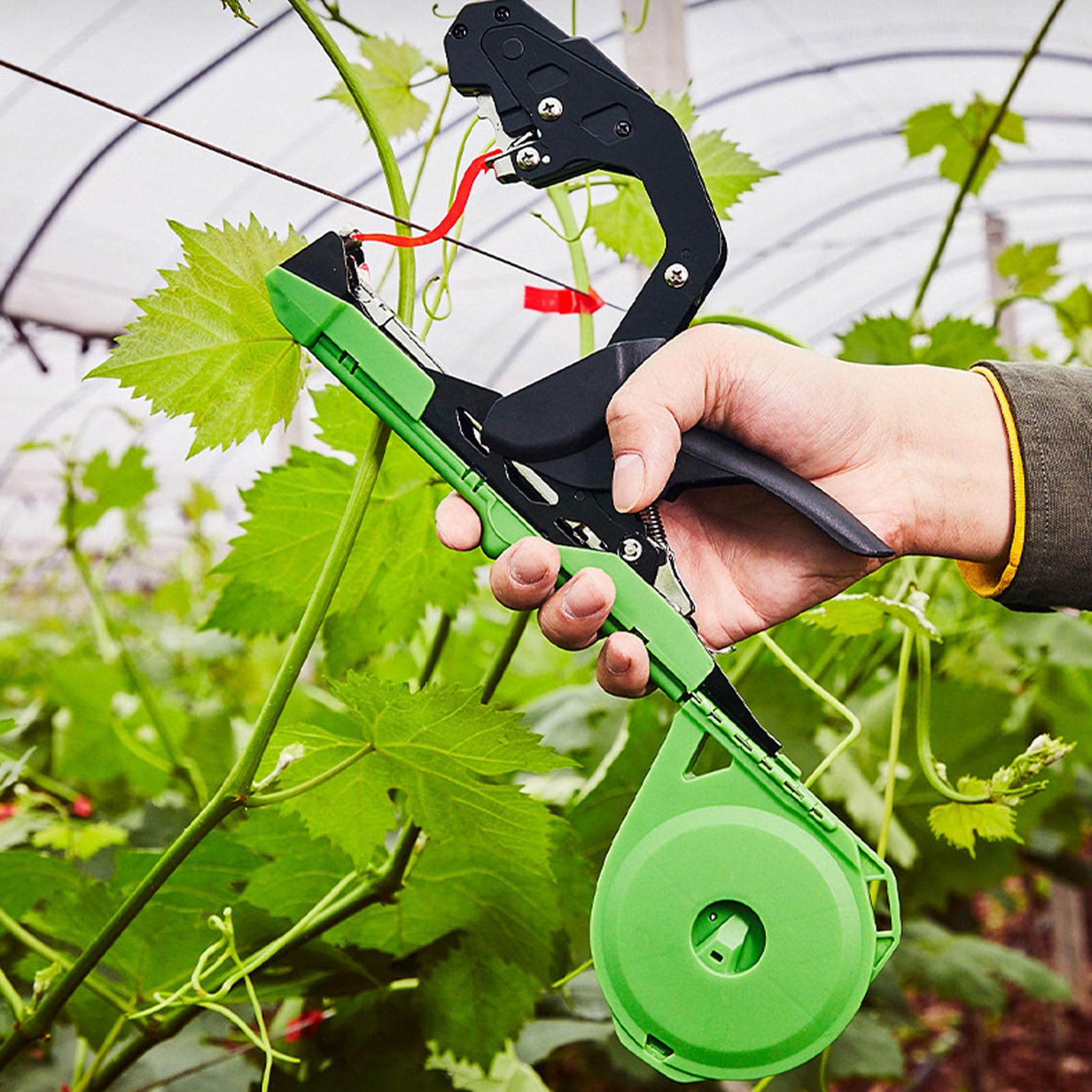 Hidyliu Máquina para Atar Plantas, Herramienta de Jardinería Ligera de Alta Precisión para Plantas de Tomate, Pepino, Vid, Acero Al Manganeso, 1 Máquina para Atar