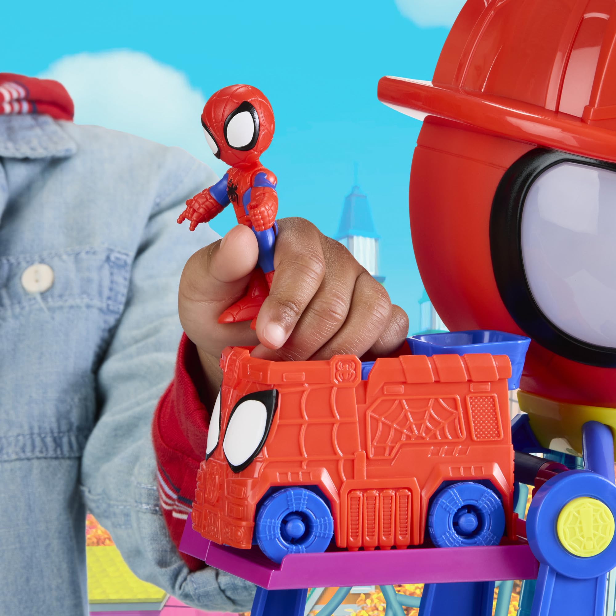 Marvel Spidey and His Amazing Friends, Rescue-Webs, Aracnocuartel, Set de Juego con Figuras de 7,6 cm y vehículo de Juguete, Juguetes de superhéroes para niños pequeños, Edad: A Partir de 3 años