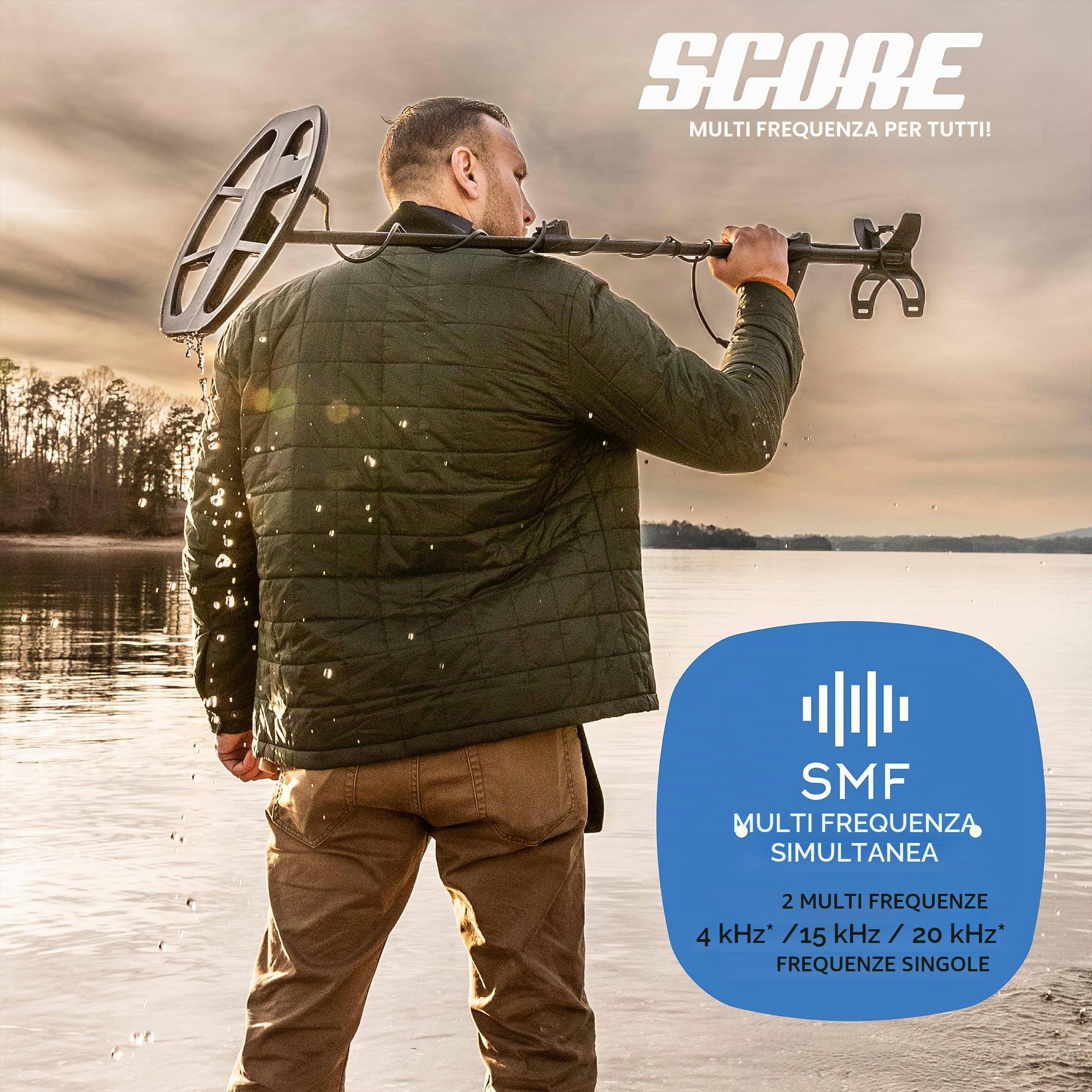 Nokta Triple Score PRO Pack Metal Detector per adulti, completamente impermeabile, ricaricabile, multifrequenza, facile da usare, con accessori e 4 modalità di ricerca