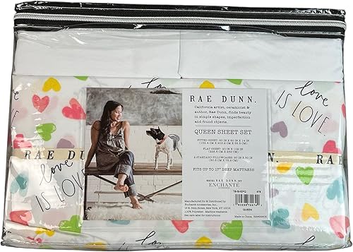 Miniatura 2 de Rae Dunn Love Rainbow Hearts Love is Love - Juego de sábanas de 4 piezas tamaño Queen