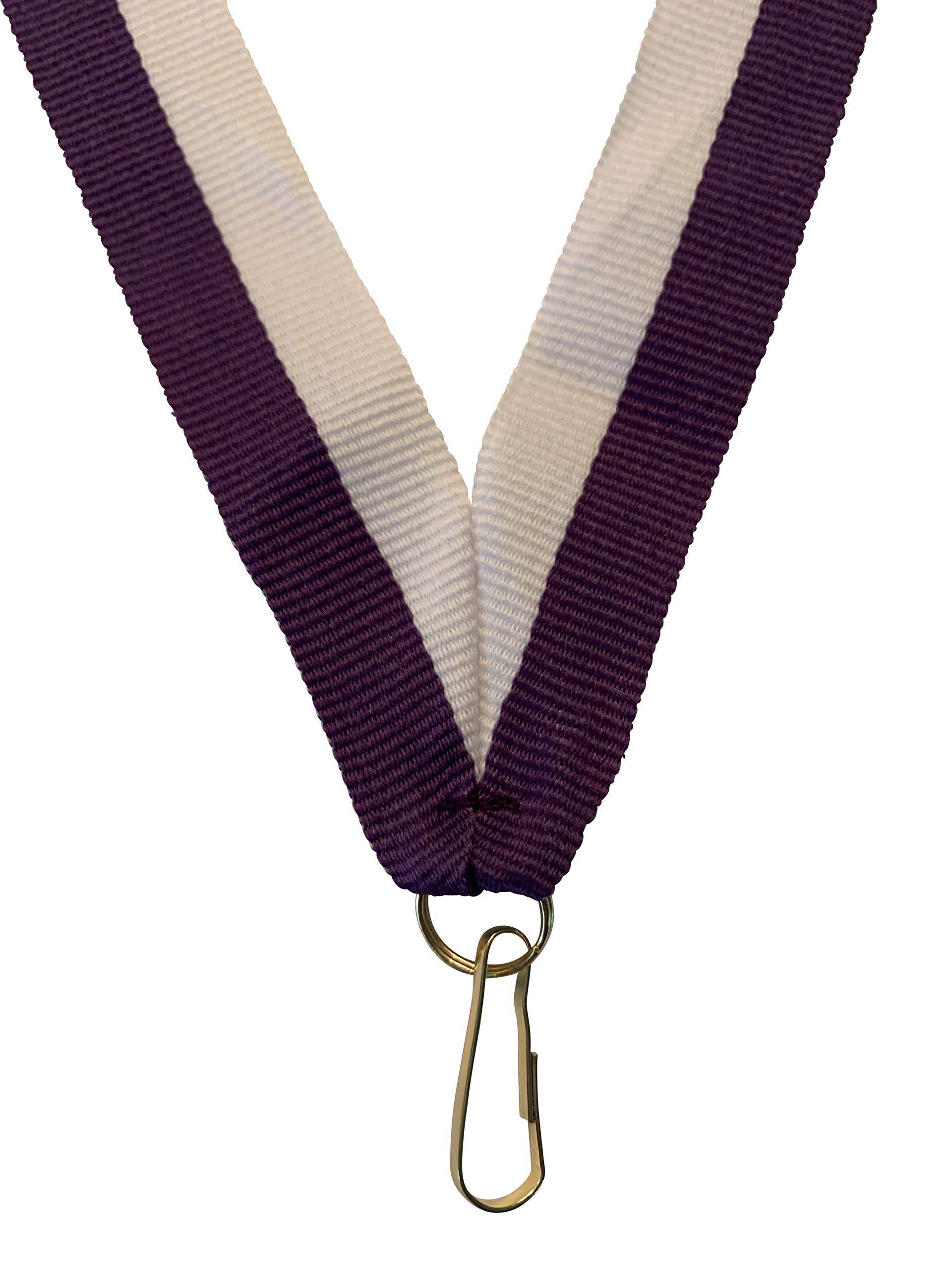Purple and White Neck Ribbons for Medals with Snap Clips Flat Lanyard Award (Pack of 10)