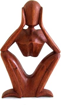 OMA Thinker Statue Abstract Modern Art Wooden Hand Crafted Thinking Man Meditation Statue Thinking of You Home Decor Gift 8 -in