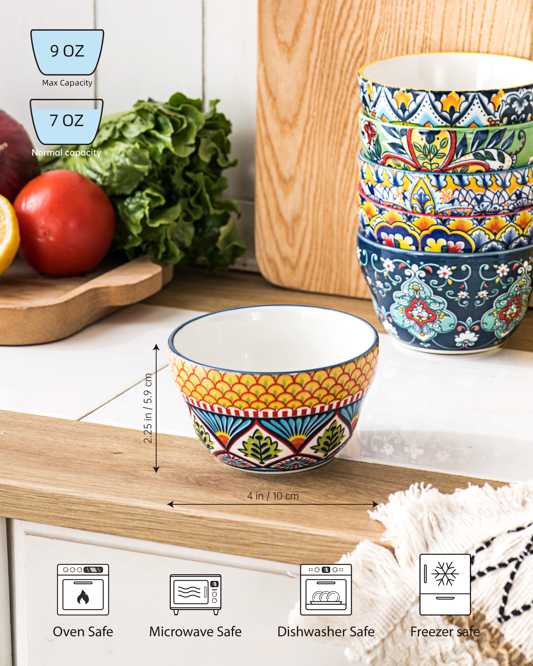 Set 6 Ciotole Porcellana 200ml Stile Boemo - Per Dessert, Zuppe, Gelato - Foto 7