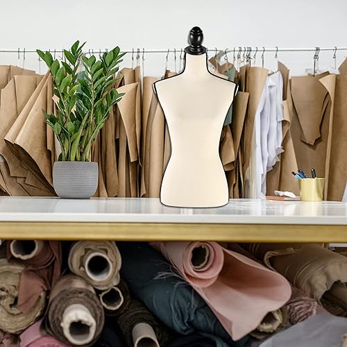 Miniatura 5 de Maniquí femenino con forma de torso y con trípode ajustable, color negro, para mostrar ropa o joyería