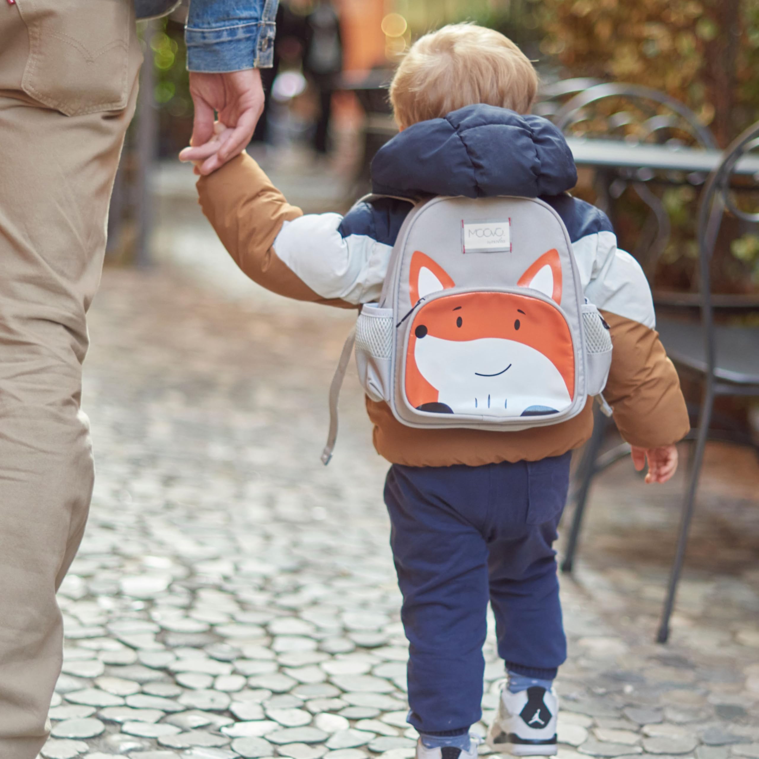 Nuvita 8740 | Zainetto Bambino | Borsa Portaoggetti| Borsa con Scomparti | Zaino Ergonomico per Bambini | Zaino con Cinghie Regolabili per Bambini in Età Prescolare | (1-3 anni) |Grigio/Volpe