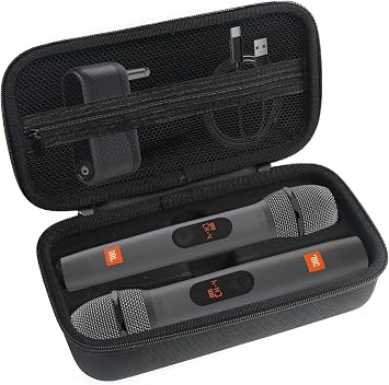 JBL Wireless Microphone and Accessories Professional Hard-Shell Carrying Case - Portable Travel Bag with Customised Compartments for 2 Microphones, Receivers, Adapters and Batteries Black
