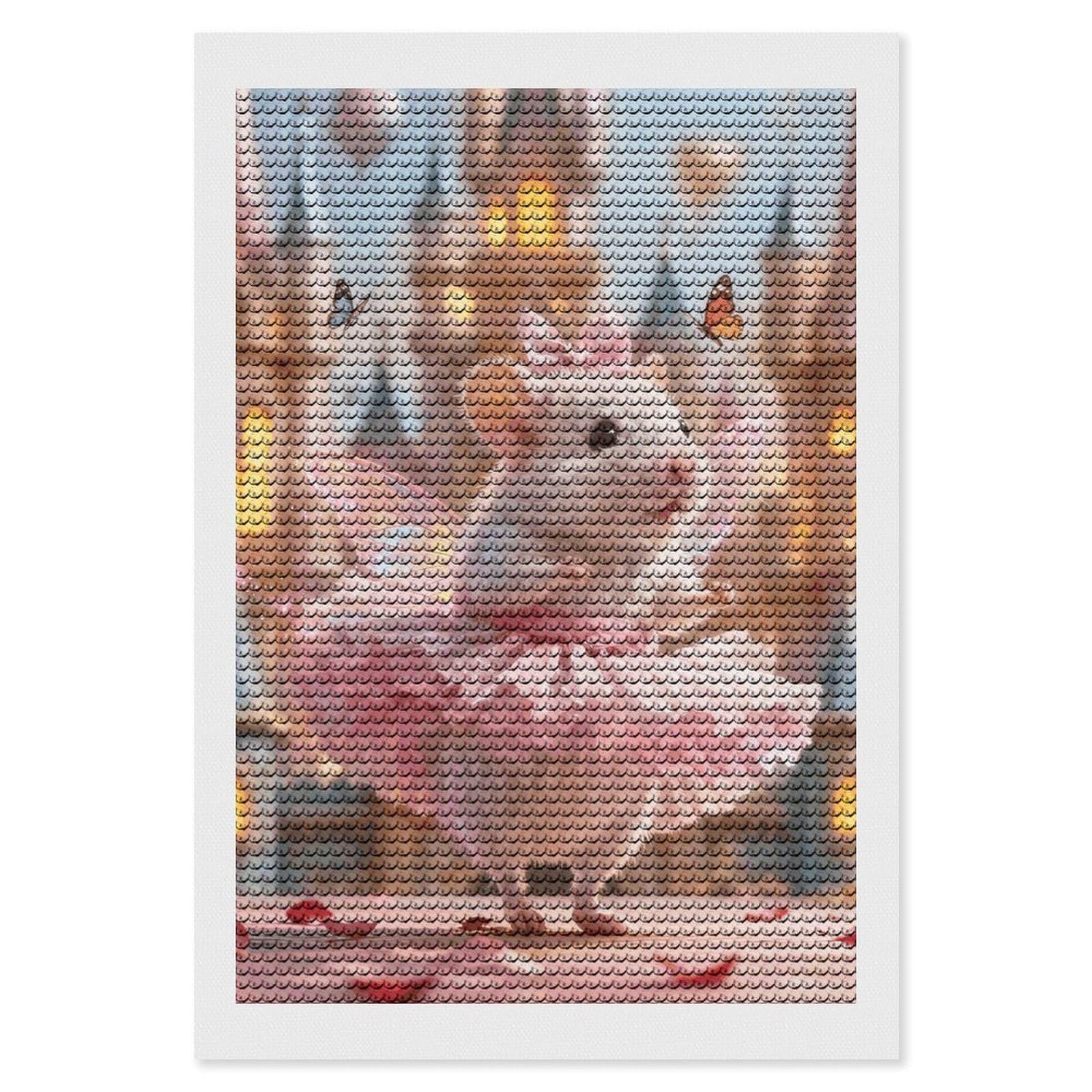DWVTSLH Pink Hamster Diamond Painting Kits for Adults, Personalized Diamond Photo Art Full Drill, DIY 5D Diamond Art Painting Kits for Beginners, Home Wall Decor 8"x12"