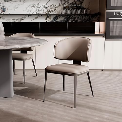Miniatura 3 de Juego de 2 sillas de comedor modernas con respaldo alto, cómodas, modernas sillas tapizadas de cocina con patas de metal para sala de estar (café
