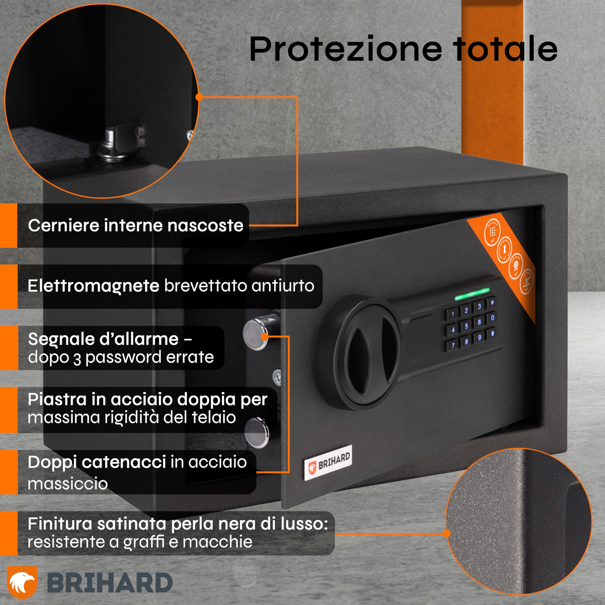 Home Cassaforte Elettronica Compatta 11L – Cassaforte Piccola 20x31x20 cm con Tastierino Digitale e Schermo LED – Cassetta di Sicurezza per Contanti e Gioielli