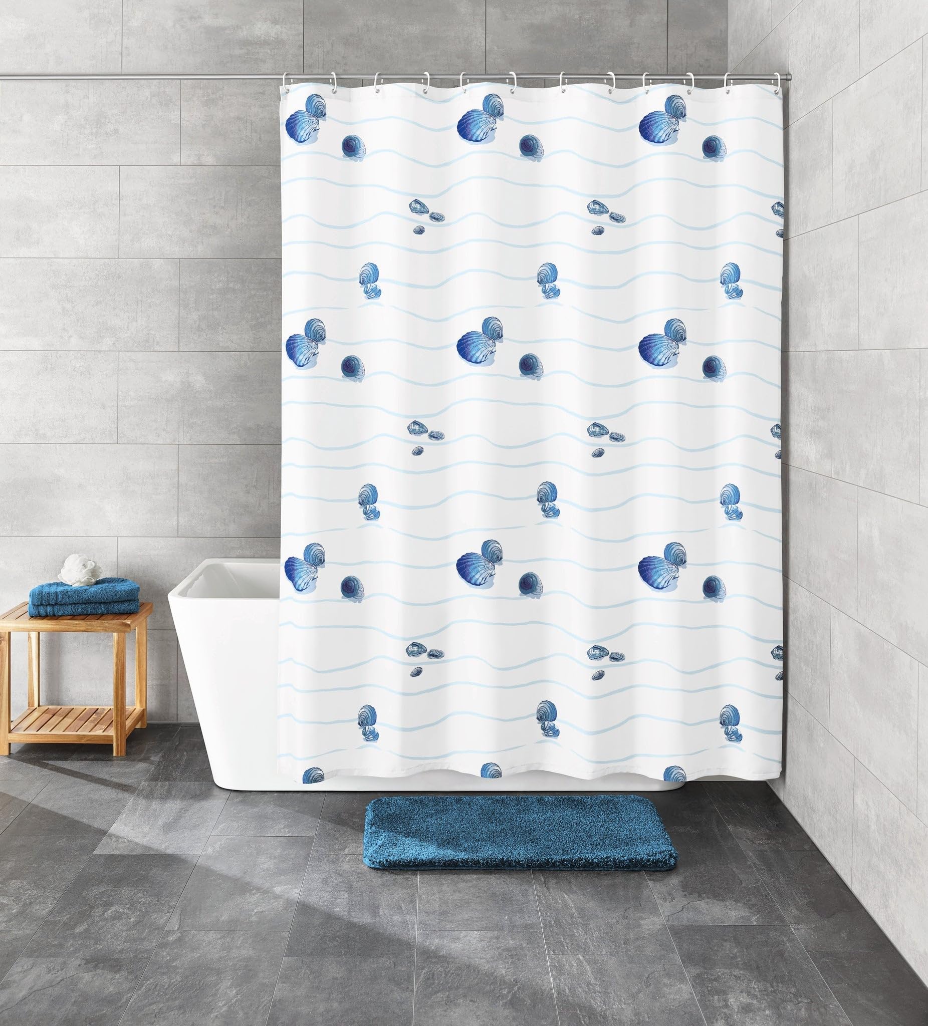 Kleine Wolke 5163700305 Zasłona prysznicowa Miami, 180 x 200 cm, niebieska
