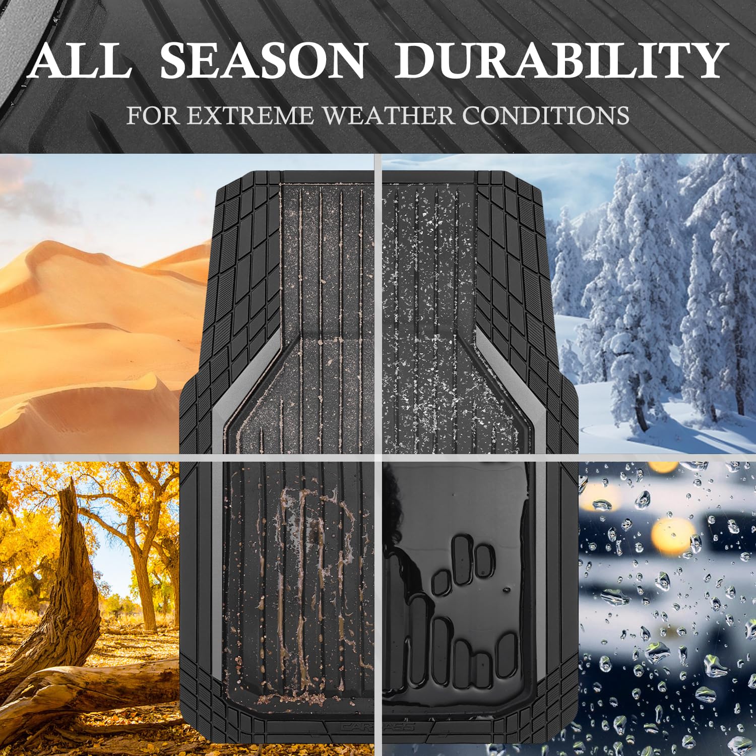 CAR PASS Heavy Duty Rubber Floor Mats for Car Waterproof Liner Deep Dish Car Mats Full Sets Universal — view 7