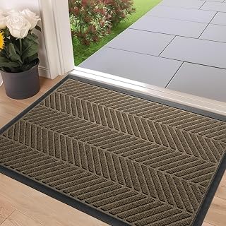 Front Door Mat 47"x32" Indoors Outdoors Welcome Mats, Waterproof Non-Slip Rubber Backing Heavy Duty Doormat Outside Entrance, Low Profile Entryway Rugs Floor Mat for Patio, Pattern A Brown - Amazon product rated Grade A