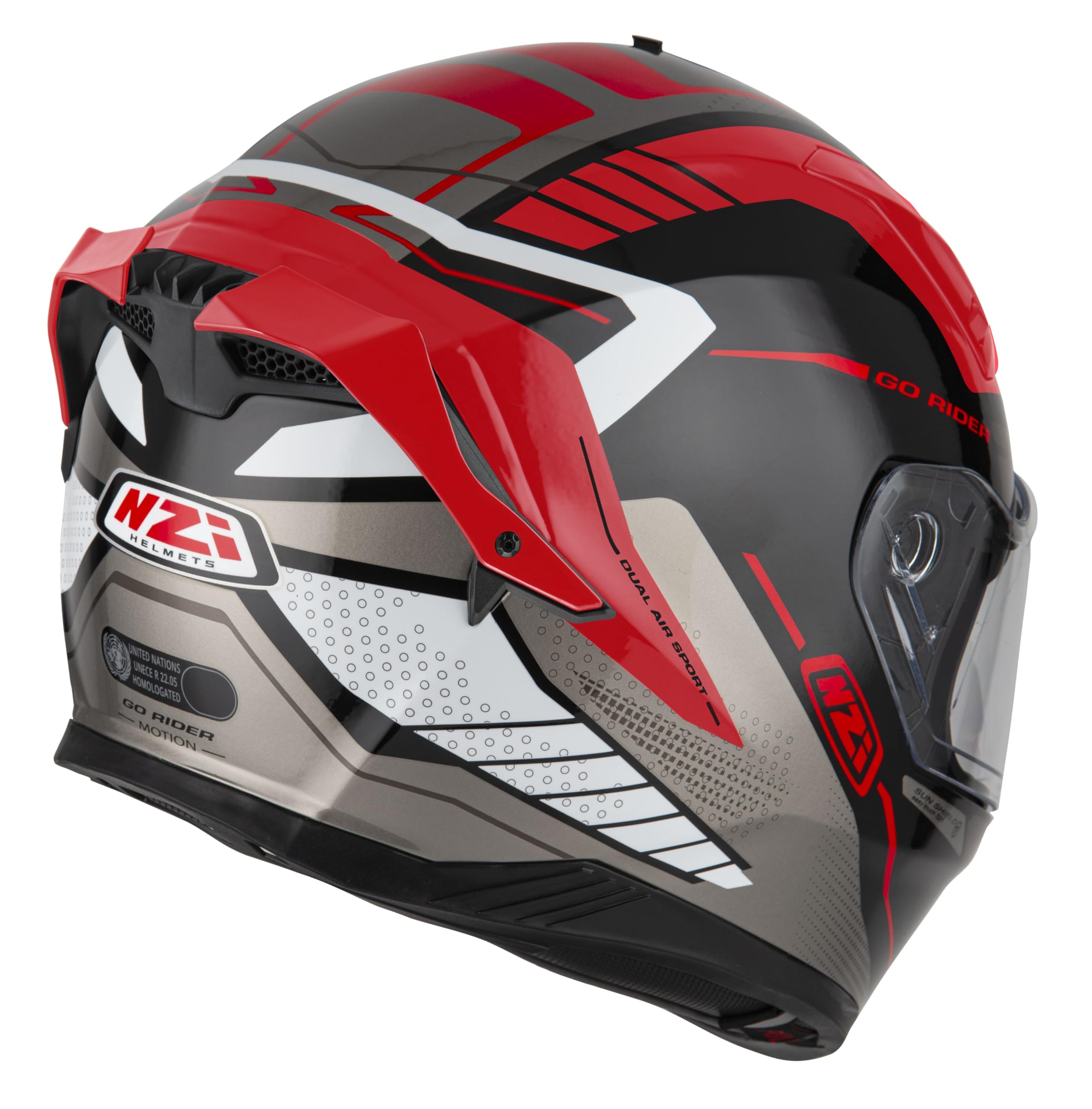 NZI Casco Integral GO Rider, Doble Visera, Pinlock Ready, Preparado para Audio y Vídeo, Homologado R22.06, Adultos