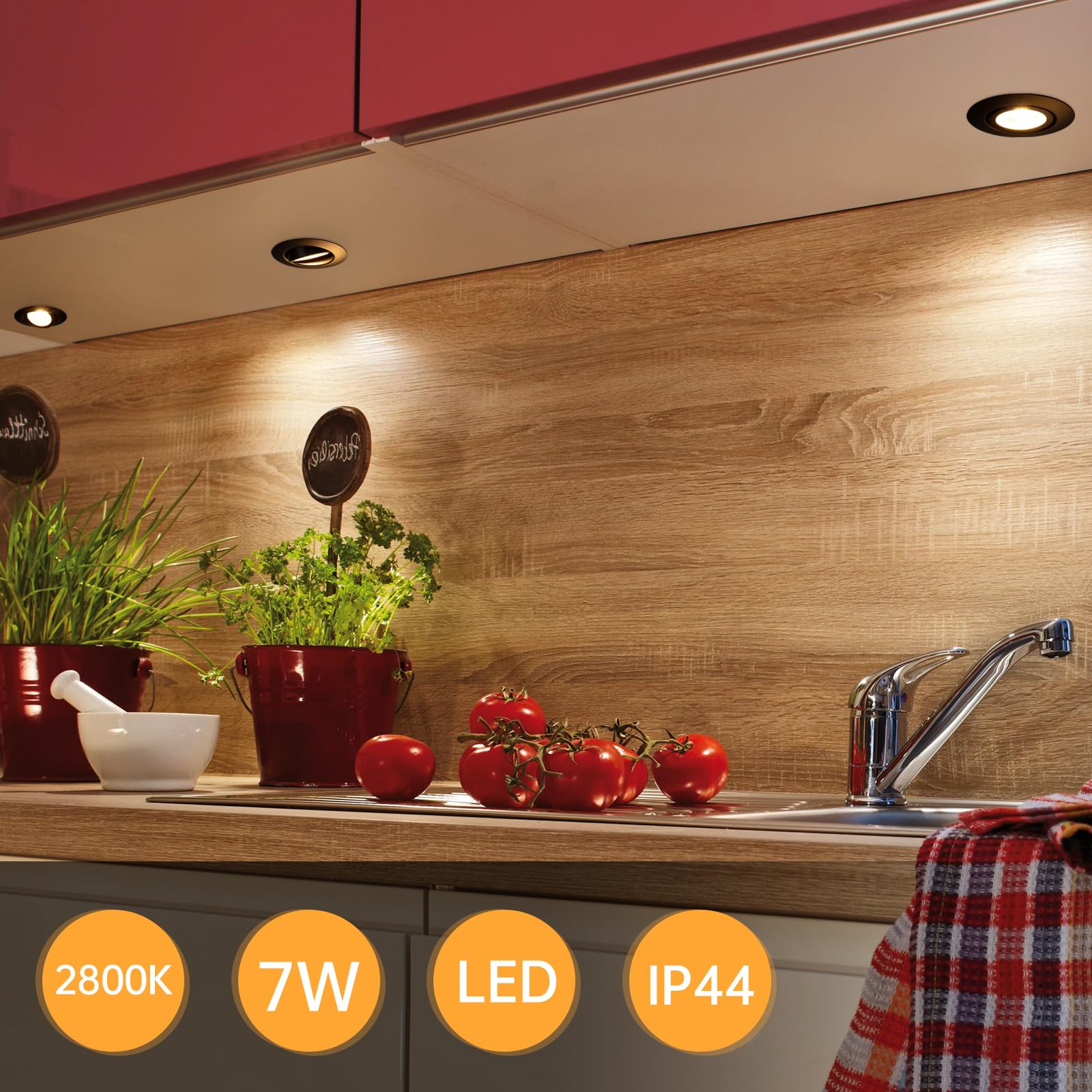 wowatt 10er LED Einbaustrahler 230V 3 Stufe Dimmbar, 7W LED Spots Schwarz Flach IP44 Einbauleuchten 700LM Ersetzt 70W Halogen Einbauspots Warmweiß 2800K Deckenspots Schwenkbar Rund 68mm für Badezimmer