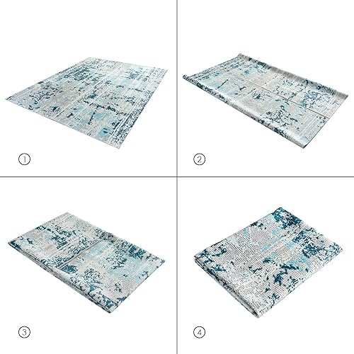 Miniatura 8 de Alfombra lavable a máquina, antideslizante, con base abstracta, de 5 x 7 pulgadas, lavable para salas de estar, dormitorios y comedores, fácil de