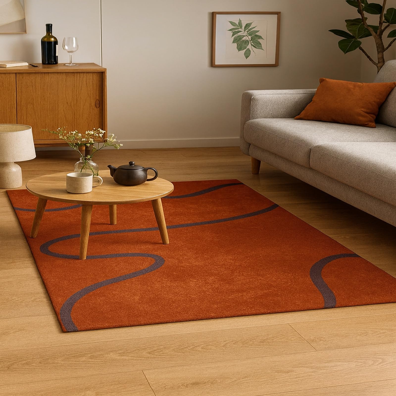 Tapis de cuisine et terrasse couverte Rururug orange 160x230cm lavable pour une maison moderne