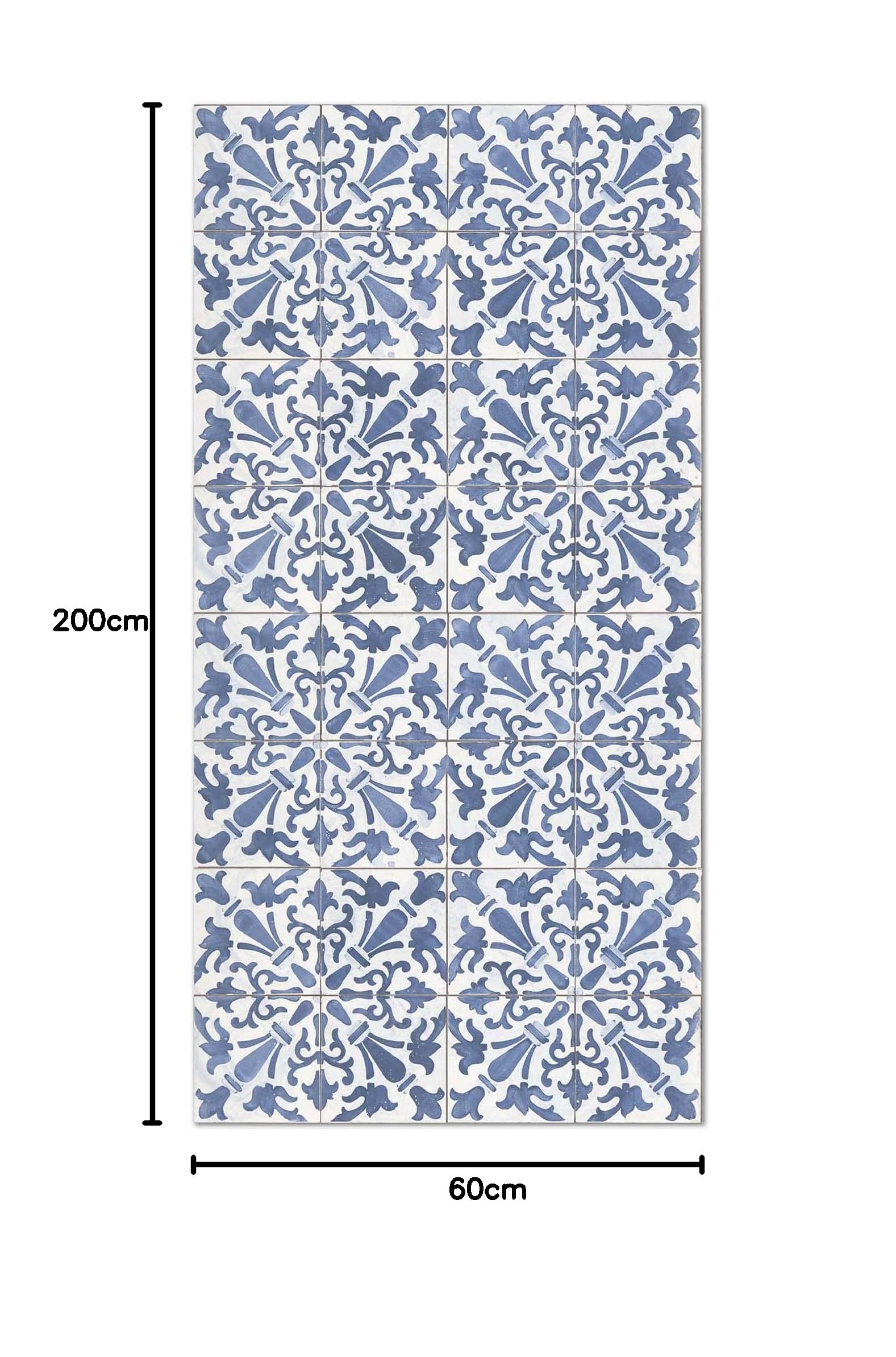 Panorama Tappeto Vinile - Modello Idraulico Geometrico Blu 60x200 cm - Varie Dimensioni - Tappetino Lavabile per la Cucina - Passatoia PVC Antiscivolo