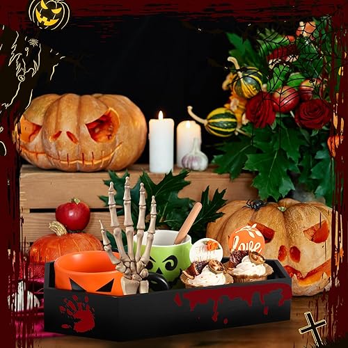 Miniatura 4 de Kigley Bandeja de madera para servir ataúd de Halloween, caja de regalo de ataúd, espeluznante gótica, decoración del hogar, gótica espeluznante