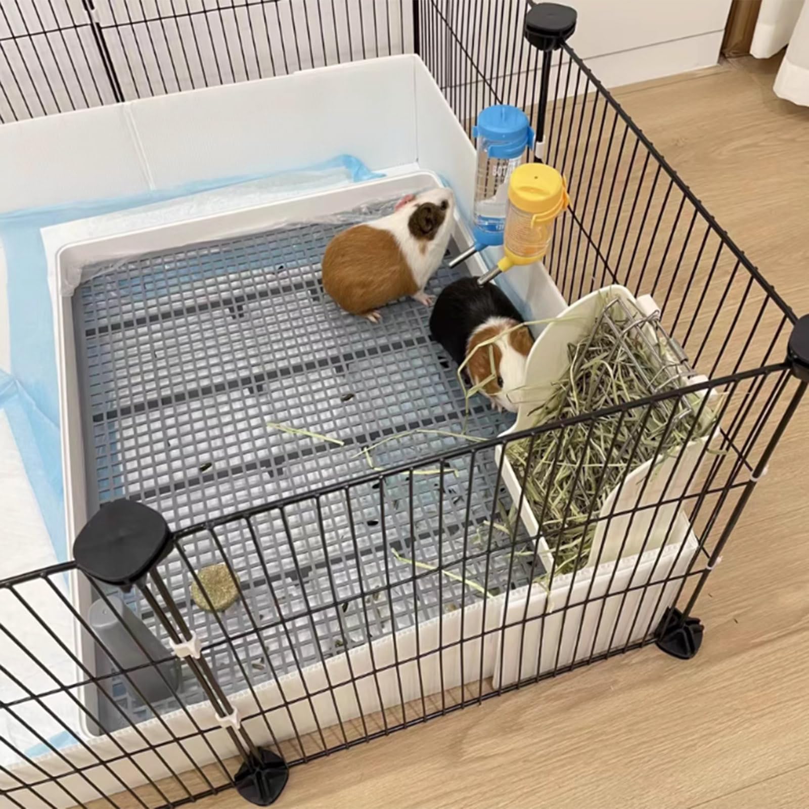 Meerschweinchen Käfig, Kleintierkäfig Großer Raum mit Wasserdichter Bodenplatte, Verschlüsseltes Eisengeflecht 1,5 cm, Geeignet für Igel, Meerschweinchen, Hamster, Kaninchen