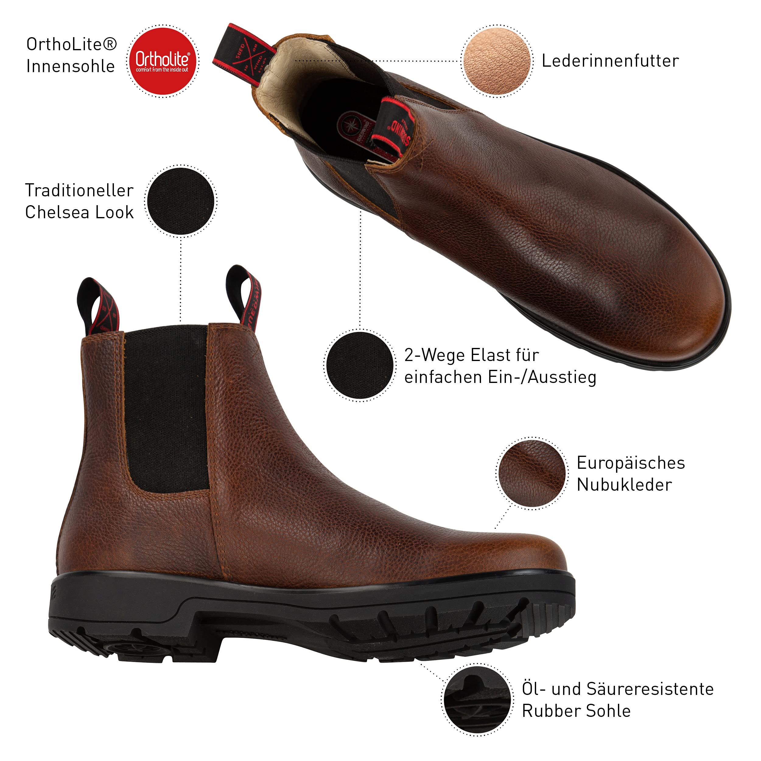 Stiefelette »1888 Chelsea« Made in Portugal | Komfort-Einlegsohle | Robustes Nubuk Oberleder | Schuh mit Lederfutter | Öl- u. Säureresistent | Outdoor Boots, Gassigehen, Stall, Reiten