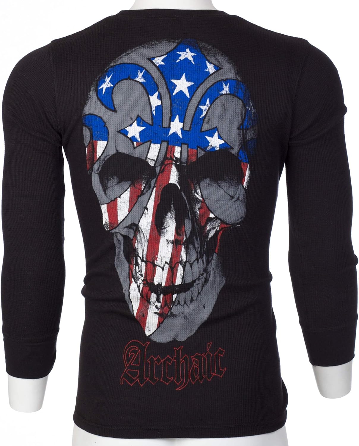 Archaic by Affliction Men's Thermal Shirt Born Patriot Black