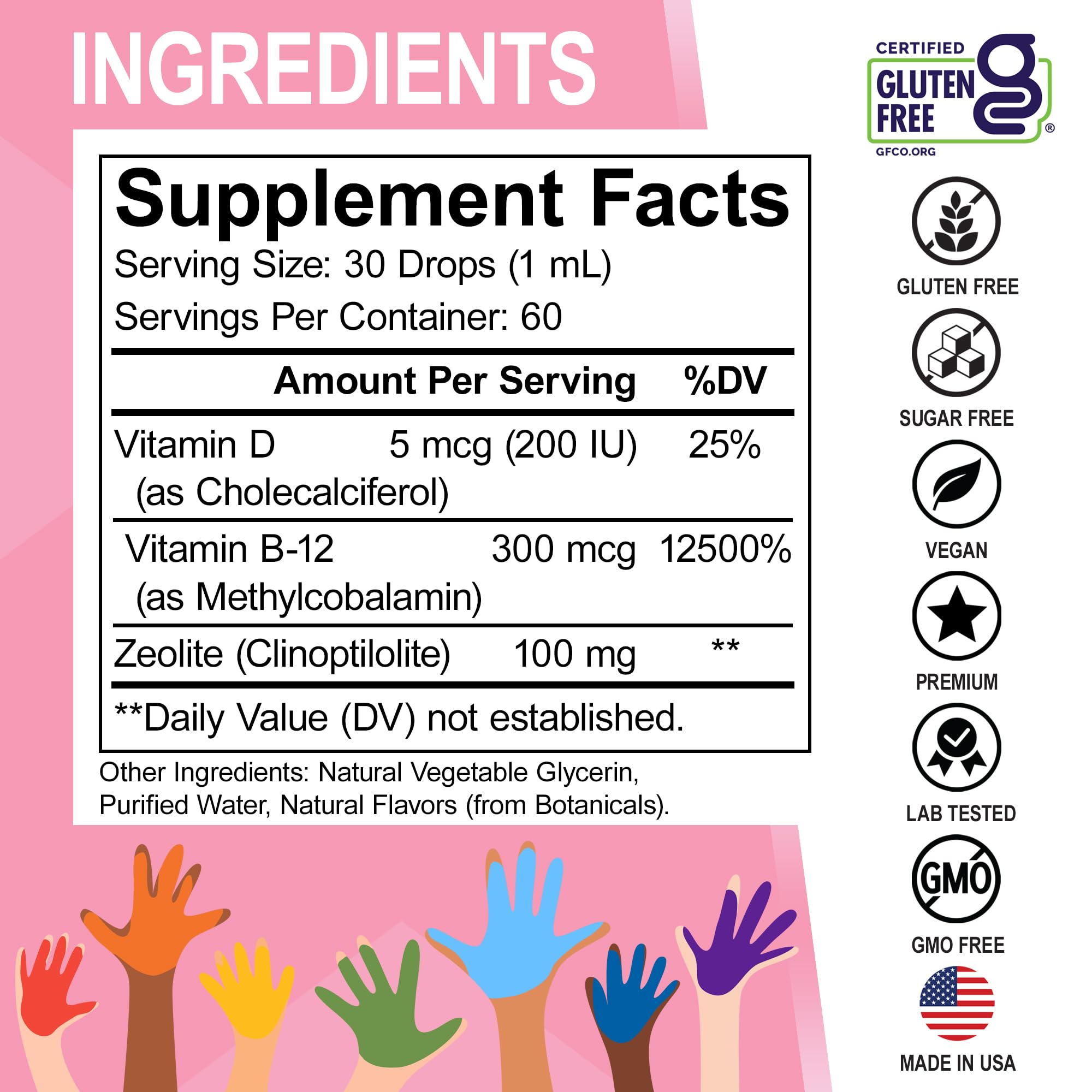 Zeolite Detox for Kids Lingo Drops - Natural Lingo Zeolite Drops for Kids Methylated B12 & D3 Advanced Clinoptilolite - Pure Extra Clinoptilolite Leap Liquid Detox Body Cleanse Supplement Ages 3+, 2oz — Amazon image 6