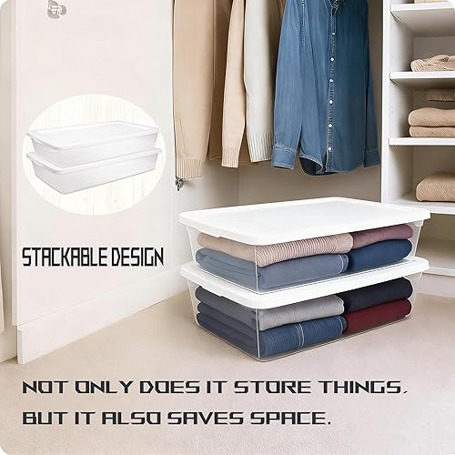 Miniatura 3 de Paquete de 2 contenedores de almacenamiento debajo de la cama con tapa, contenedor de plástico transparente de 41 cuartos de galón para ropa de