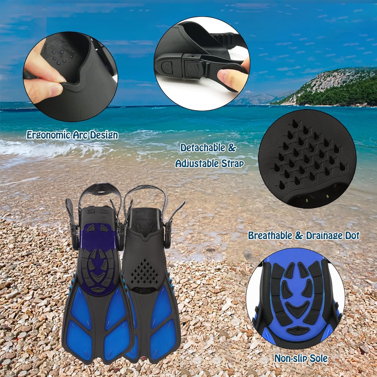Set da snorkeling per bambini, con maschera da immersione, boccaglio, pinne regolabili, borsa a rete, anti-appannamento, anti-perdite, attrezzatura per snorkeling per bambini, per