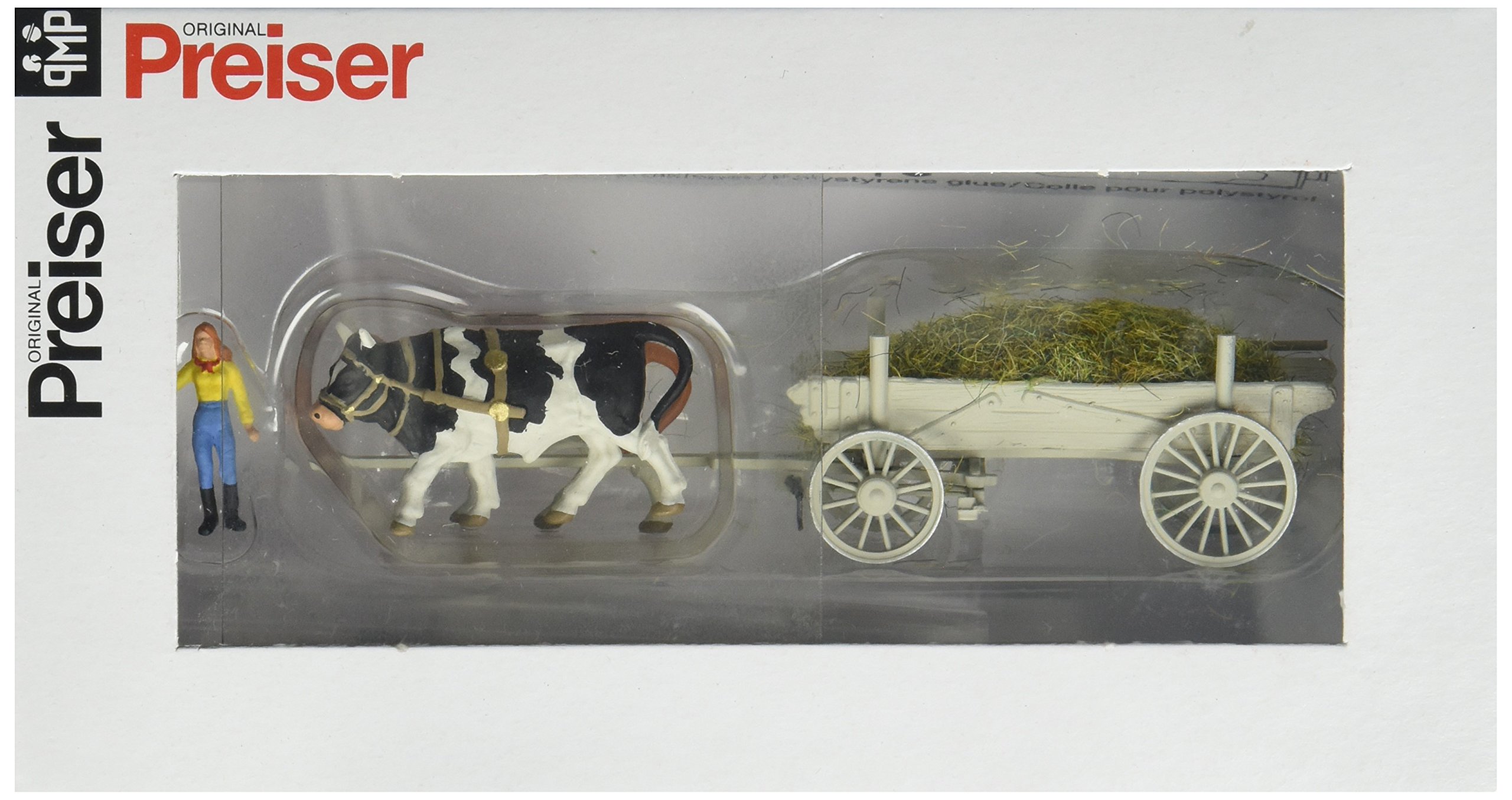 Preiser 30474 Horse Drawn Wagon Manure Wagon w/Driver, Load & Ox HO Scale Vehicles Model Figure